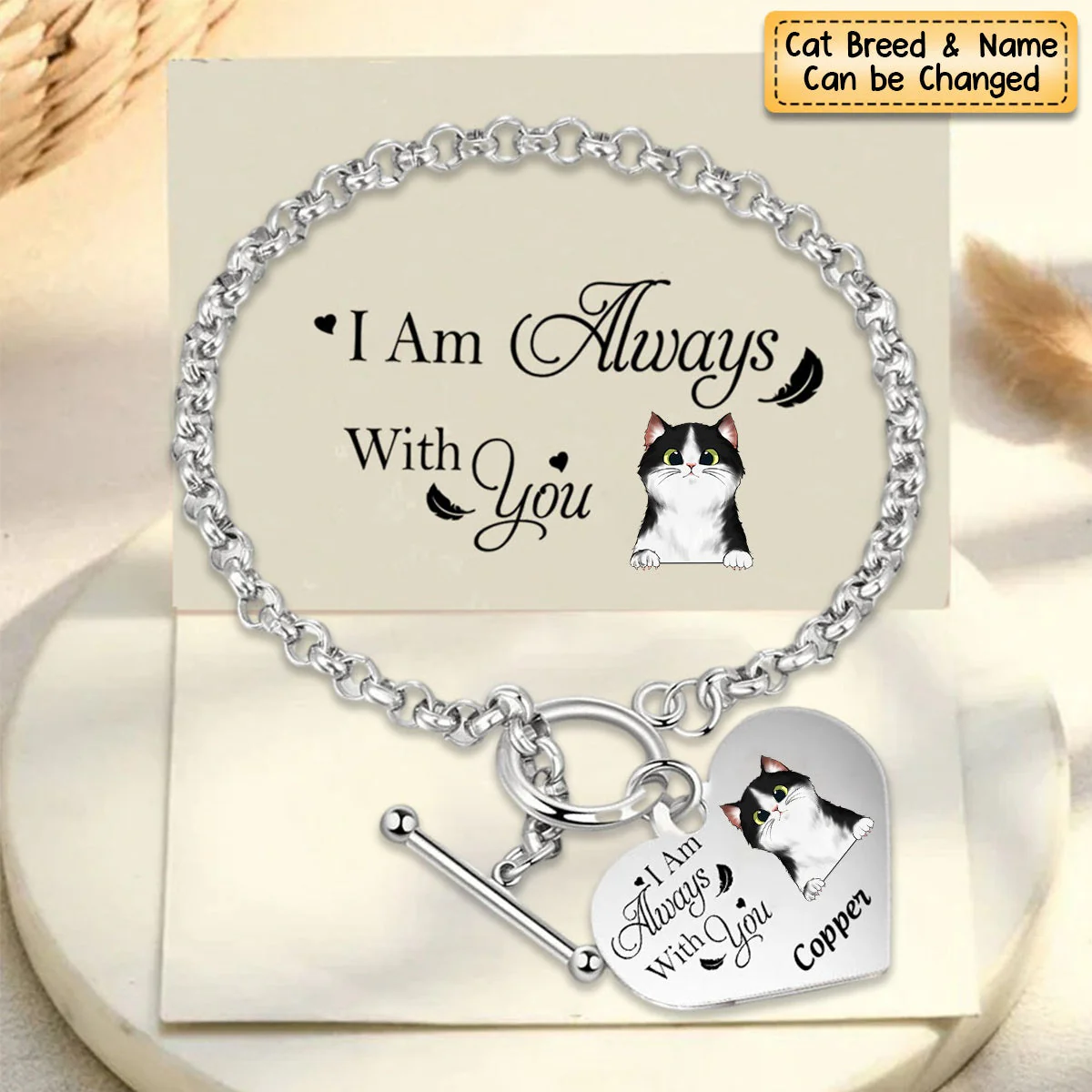 Personalized Heart Bracelet I'm Always With You - Memorial Gift For Cat/Pet Lovers - Image 2