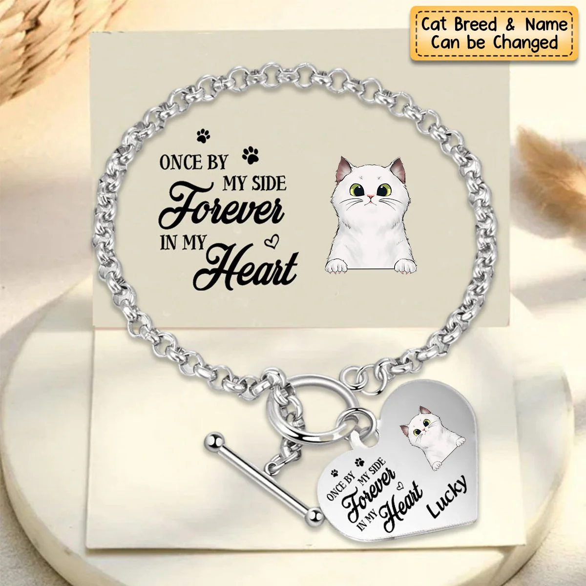 Personalized Heart Bracelet I'm Always With You - Memorial Gift For Cat/Pet Lovers - Image 3