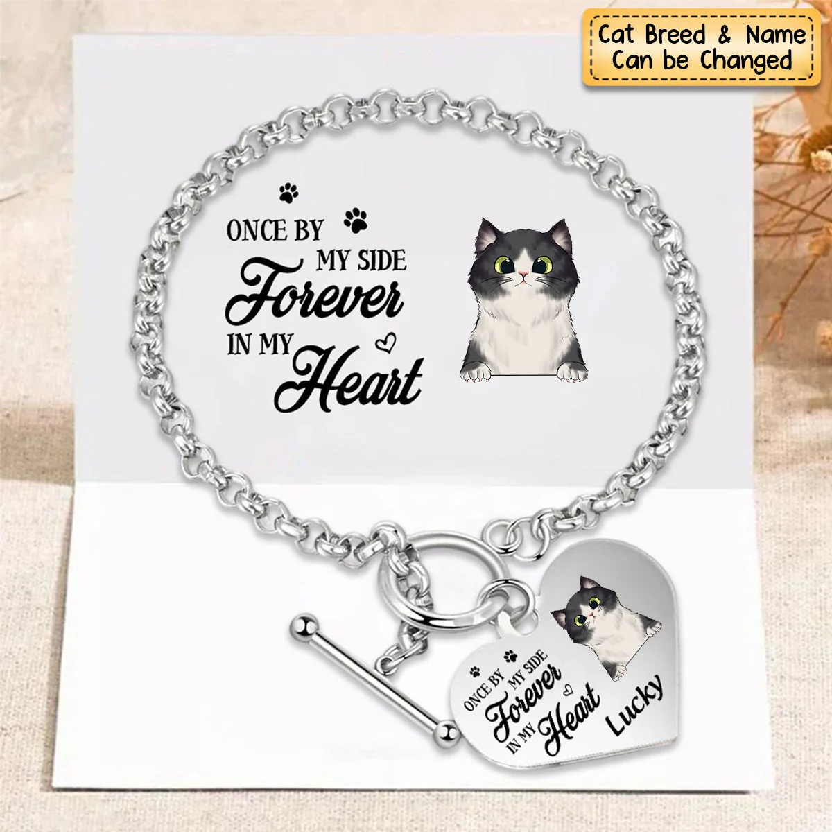 Personalized Heart Bracelet I'm Always With You - Memorial Gift For Cat/Pet Lovers - Image 4