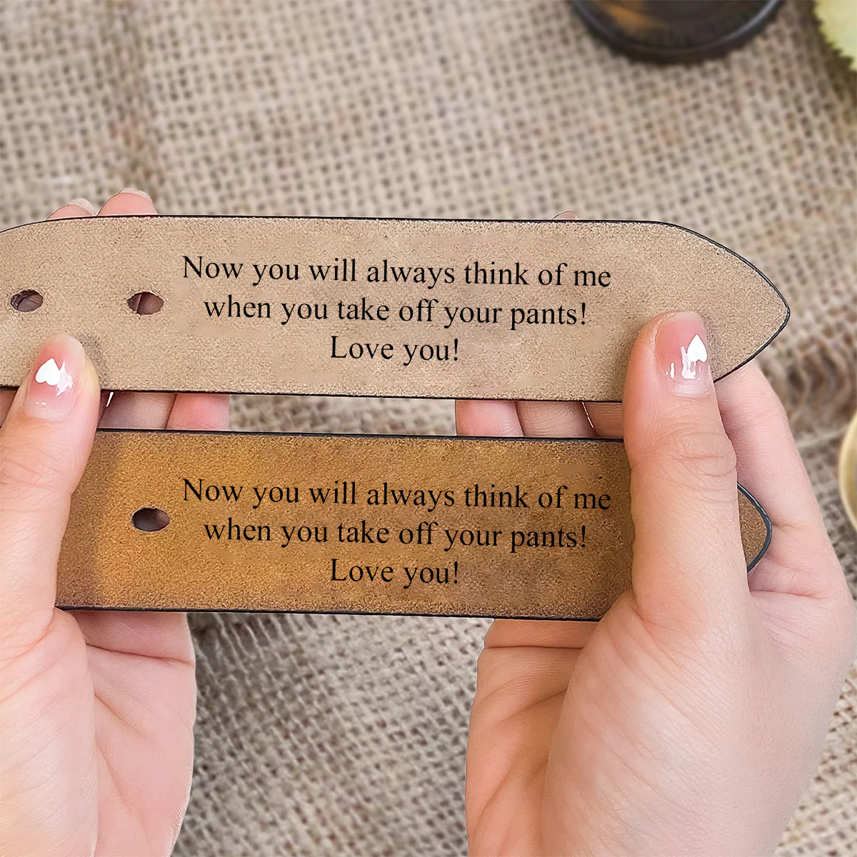 Personalized Engraved Leather Belt-Carved leather belt - Valentine's Day Gift- Anniversary Gift - Image 3