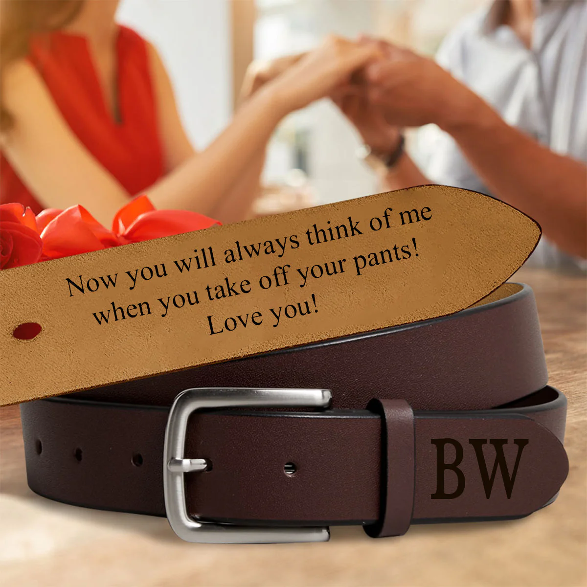 Personalized Engraved Leather Belt-Carved leather belt - Valentine's Day Gift- Anniversary Gift - Image 6