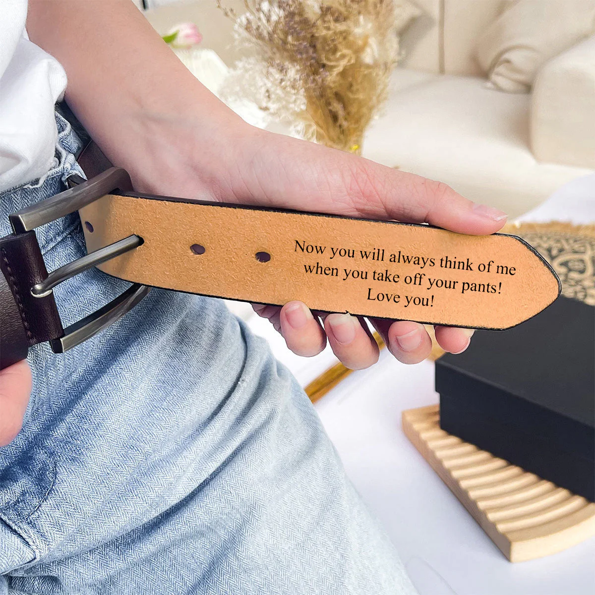 Personalized Engraved Leather Belt-Carved leather belt - Valentine's Day Gift- Anniversary Gift - Image 7