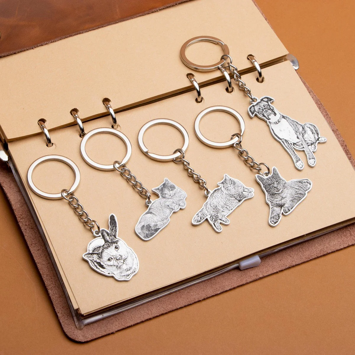 Personalized Engraved Pet Portrait KeyChain Memorial Gift - Image 15