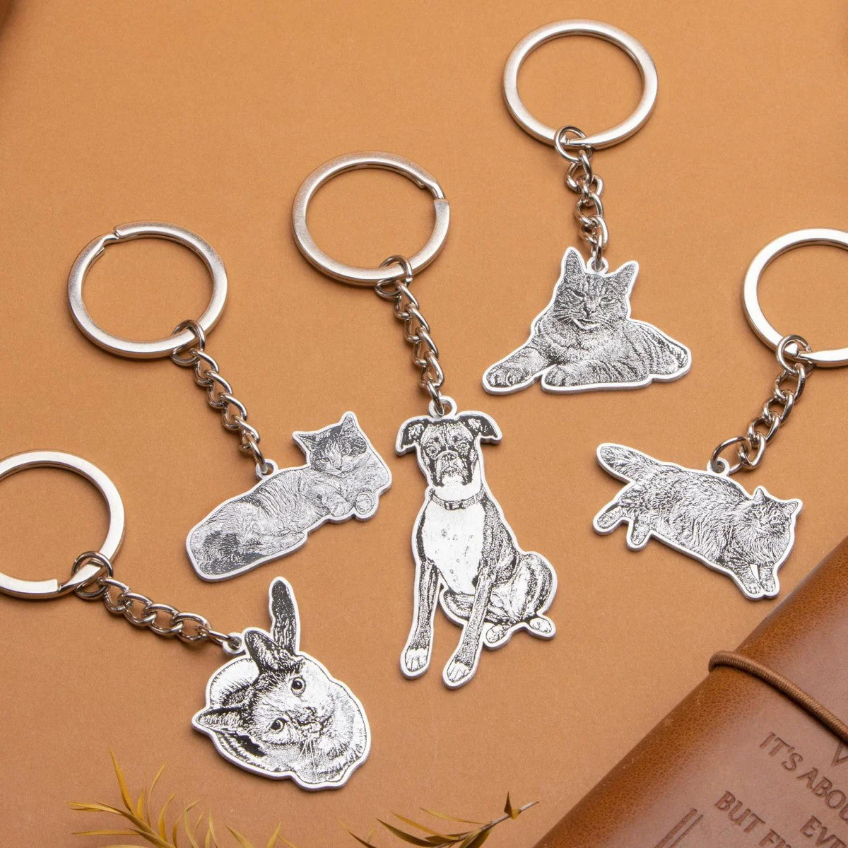 Personalized Engraved Pet Portrait KeyChain Memorial Gift - Image 16