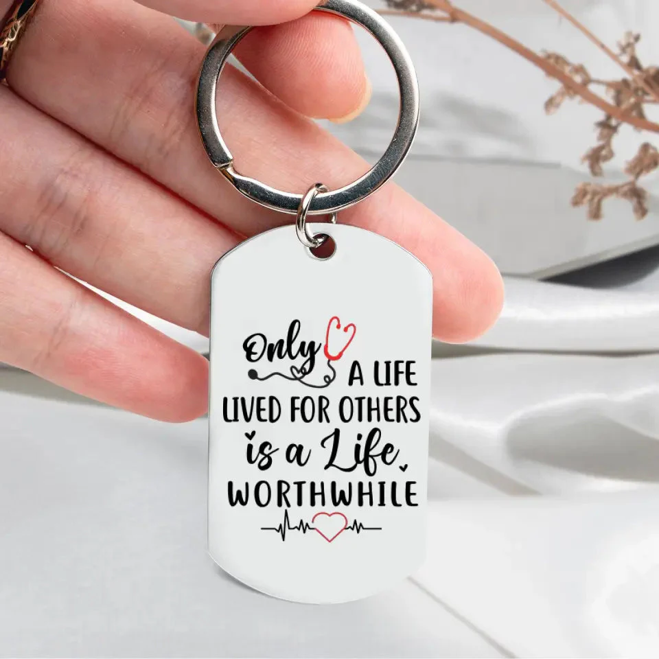Personalized Engraved Stainless Steel Keychain Emergency Couple, Nurse and firefighter, Nurse and Cop, Army Wife, Police Couple, First responder Couple, Fireman and nurse - Image 5