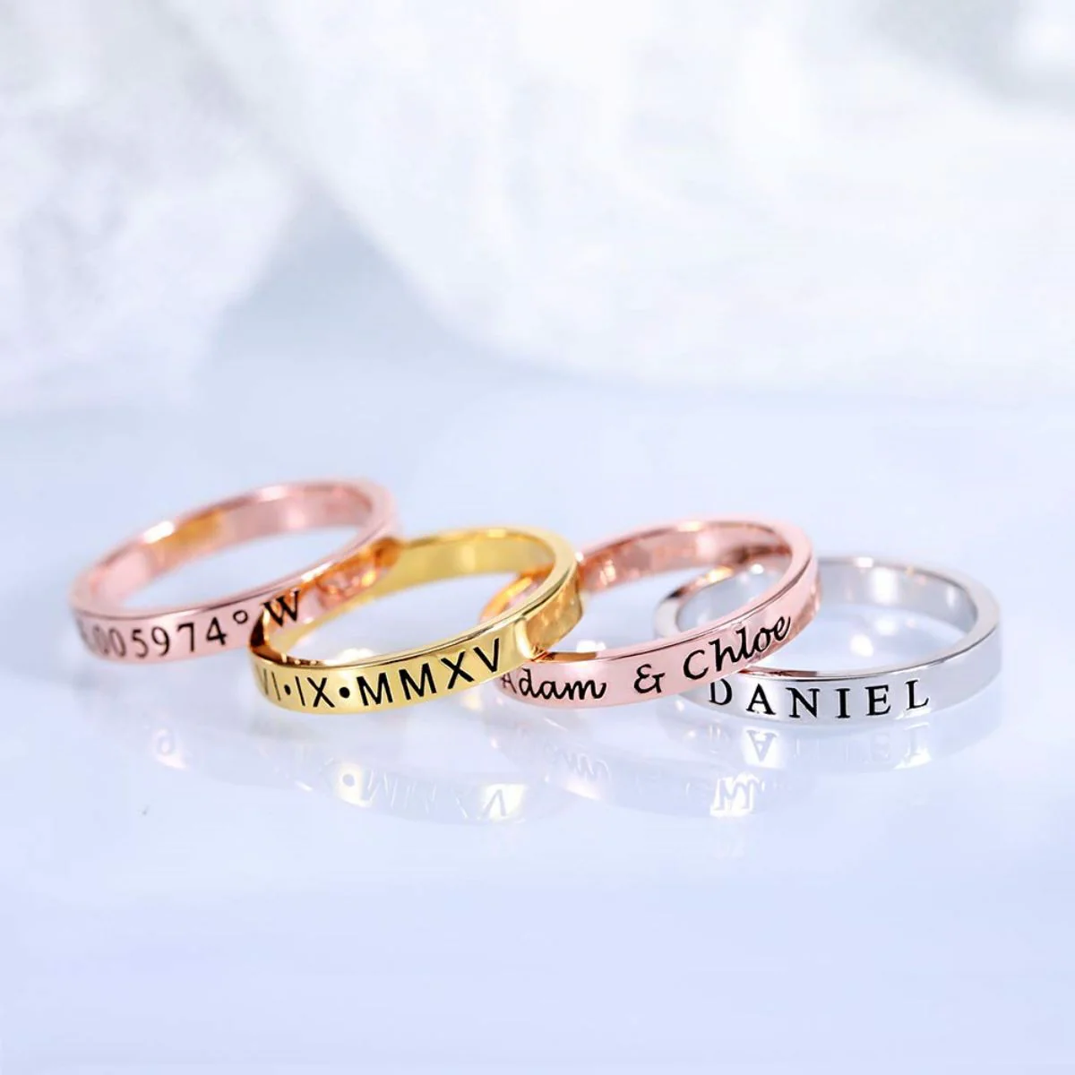 Personalized Engraving Stackable Name Rings - Image 3
