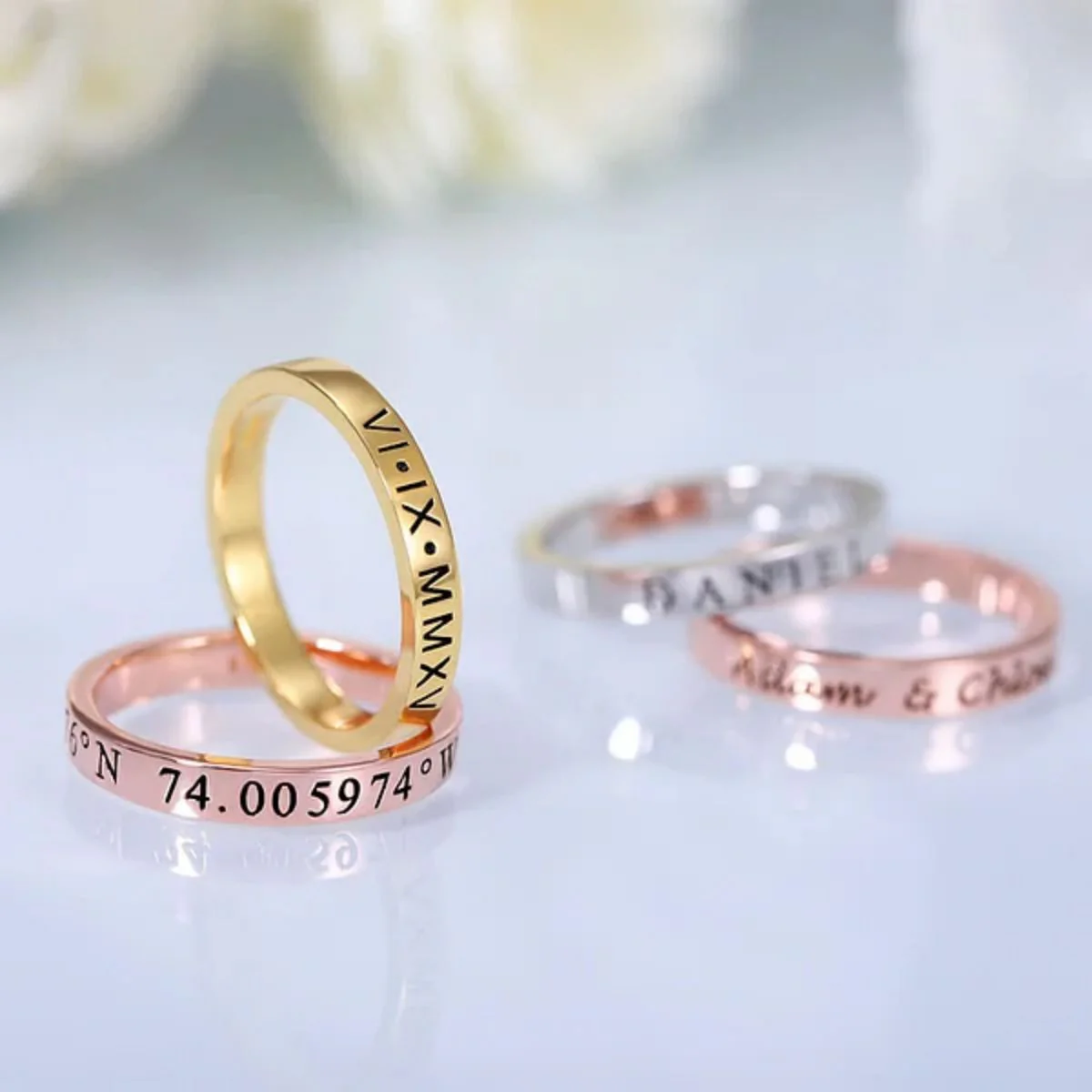 Personalized Engraving Stackable Name Rings - Image 5