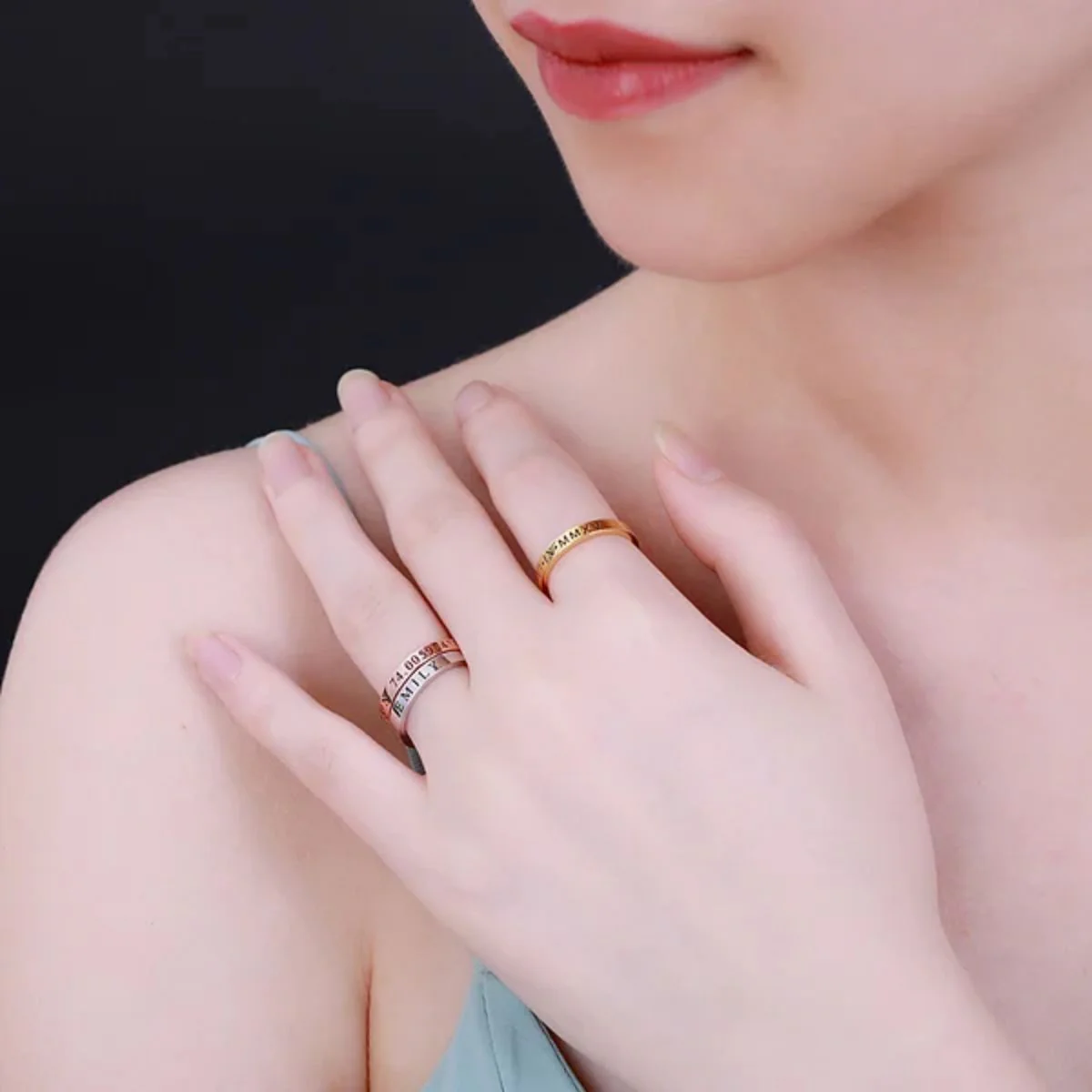 Personalized Engraving Stackable Name Rings - Image 6