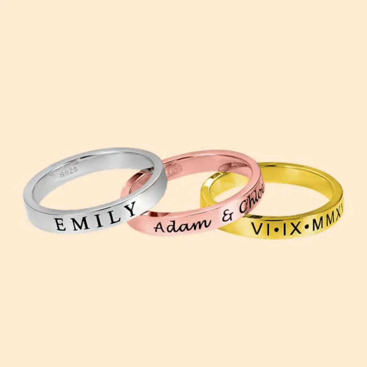 Personalized Engraving Stackable Name Rings - Image 7