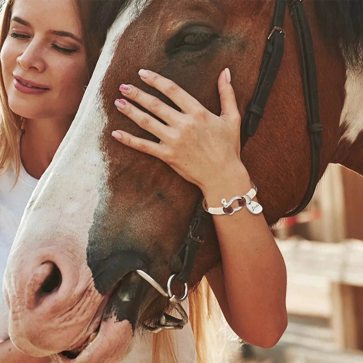 Personalized Equestrian Horsebit Leather Bracelet with Name Horse Lovers Jewelry - Image 4