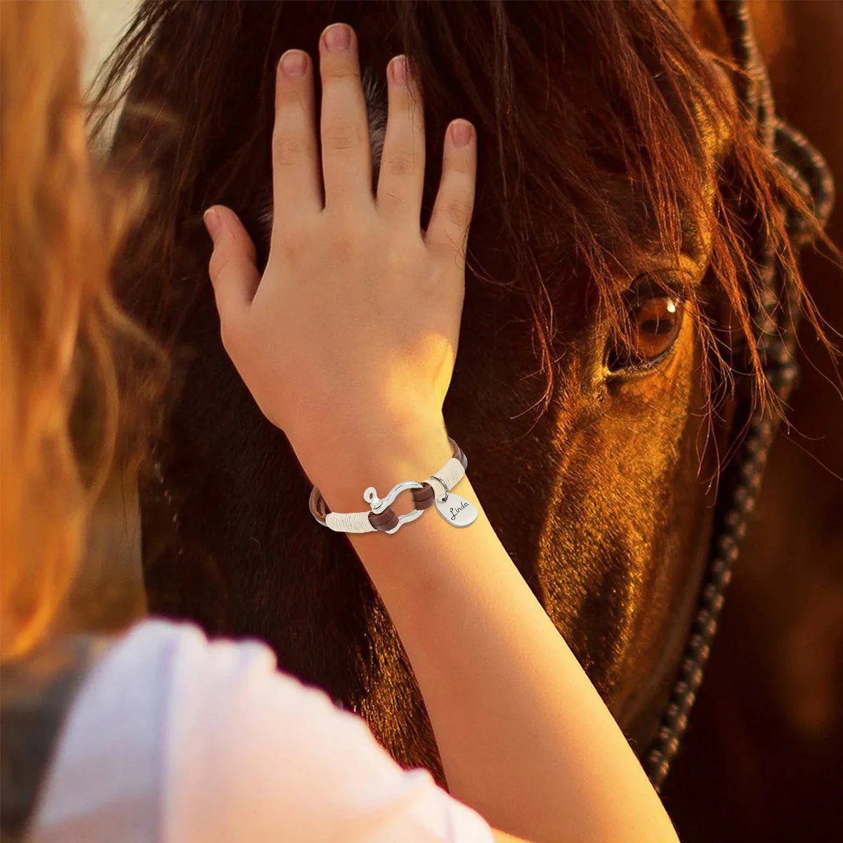 Personalized Equestrian Horsebit Leather Bracelet with Name Horse Lovers Jewelry - Image 5