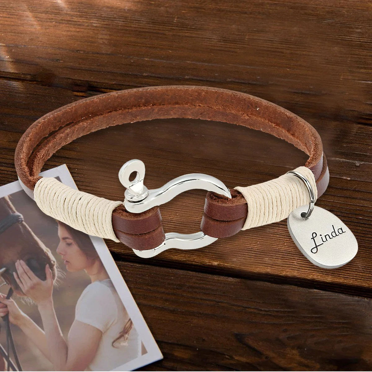 Personalized Equestrian Horsebit Leather Bracelet with Name Horse Lovers Jewelry - Image 6