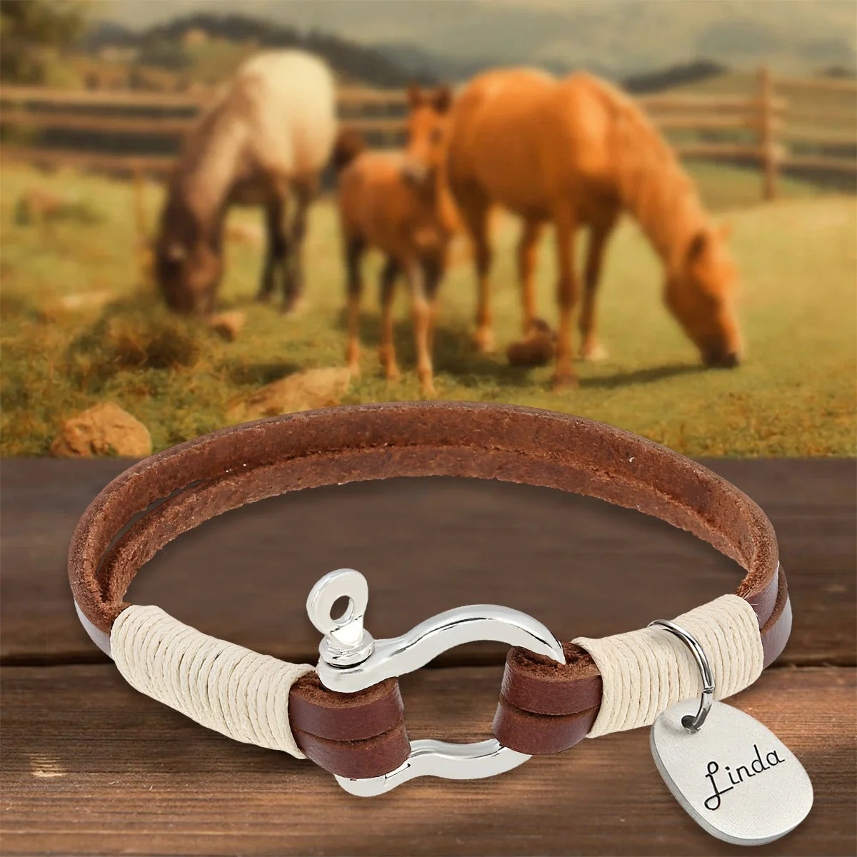 Personalized Equestrian Horsebit Leather Bracelet with Name Horse Lovers Jewelry - Image 7