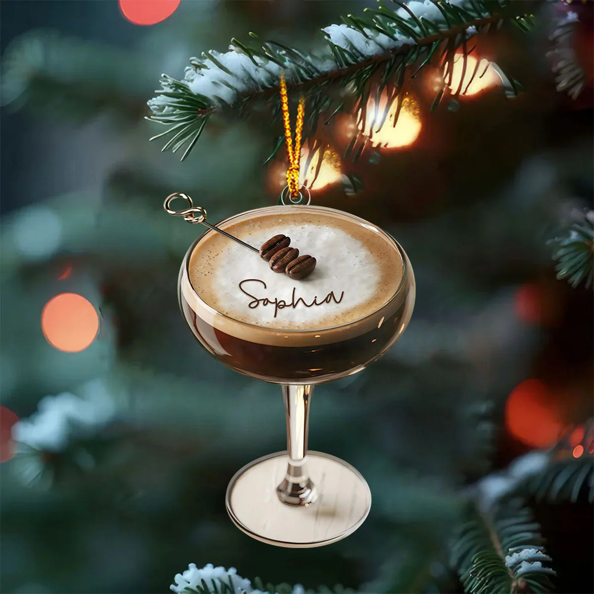 Personalized Espresso Martini Christmas Ornament,Cocktail Lover Gift - Image 3