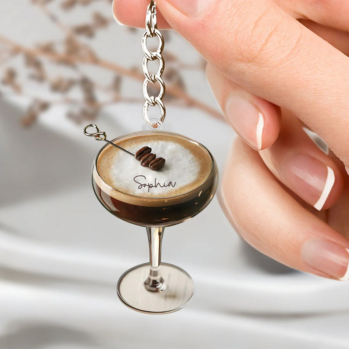 Personalized Espresso Martini Keychain,Cocktail Lover Gift - Image 2