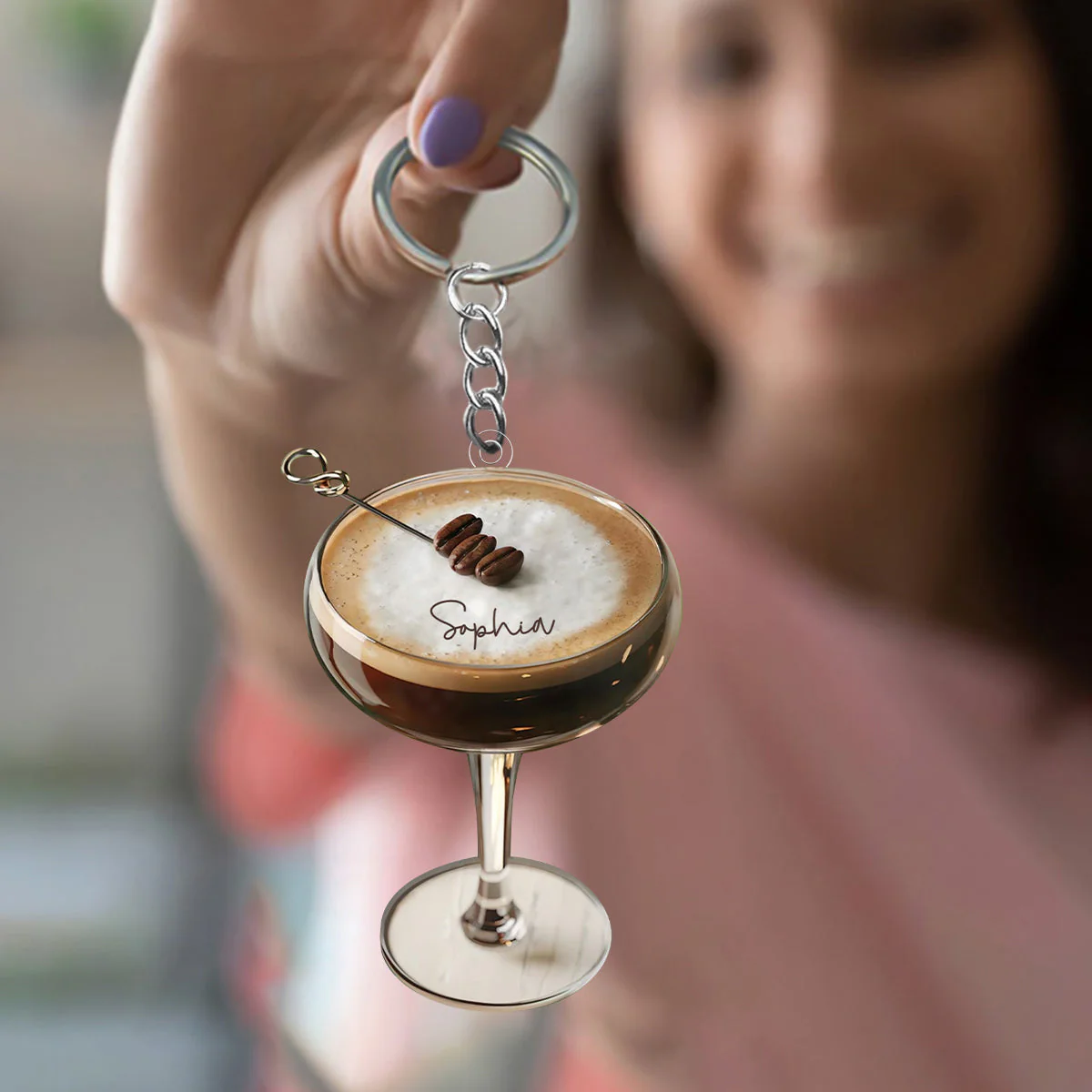 Personalized Espresso Martini Keychain,Cocktail Lover Gift - Image 3