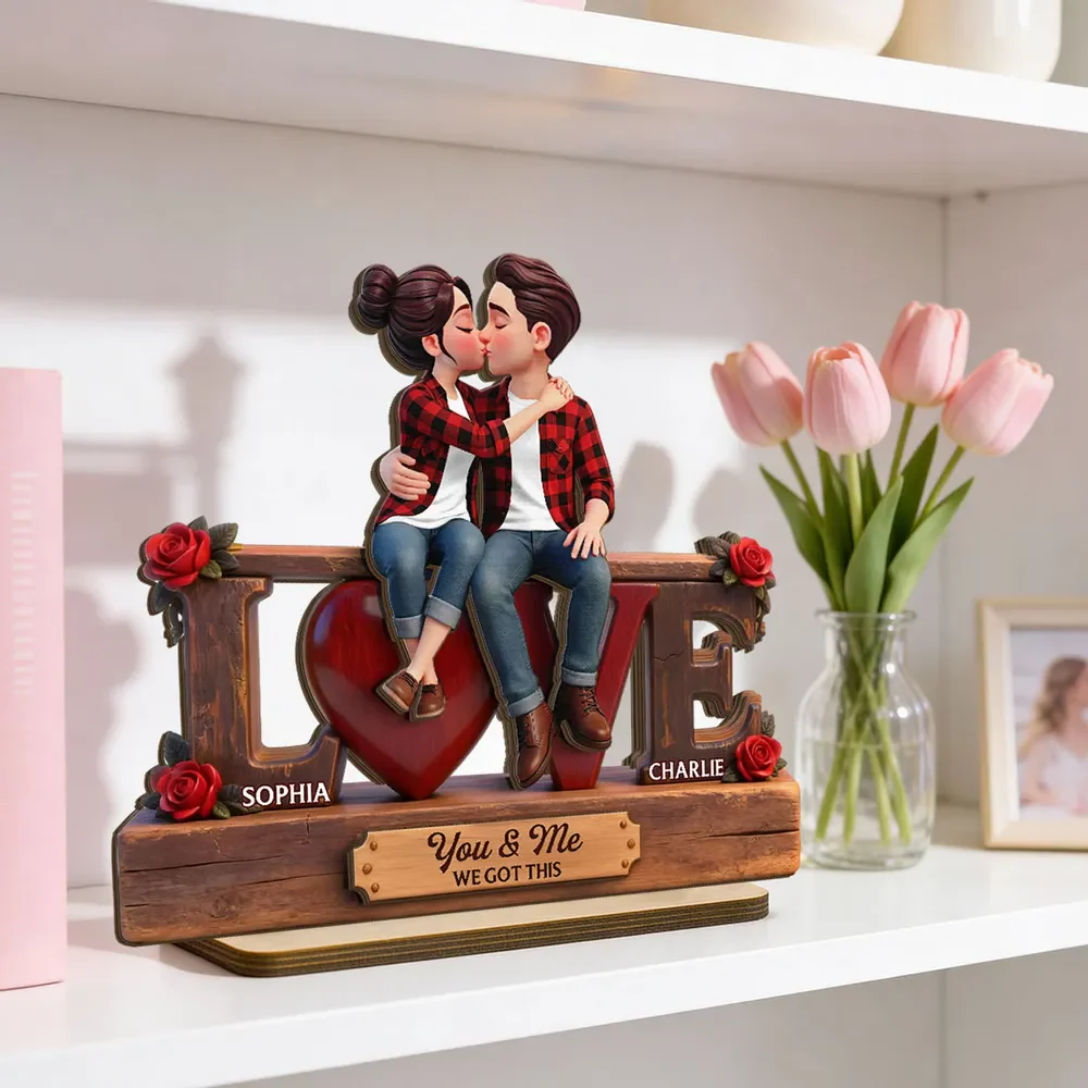 Personalized Eternal Rose Wooden Plaque – Forever Together 2-Layered Love Gift for Couple, Him, or Her
