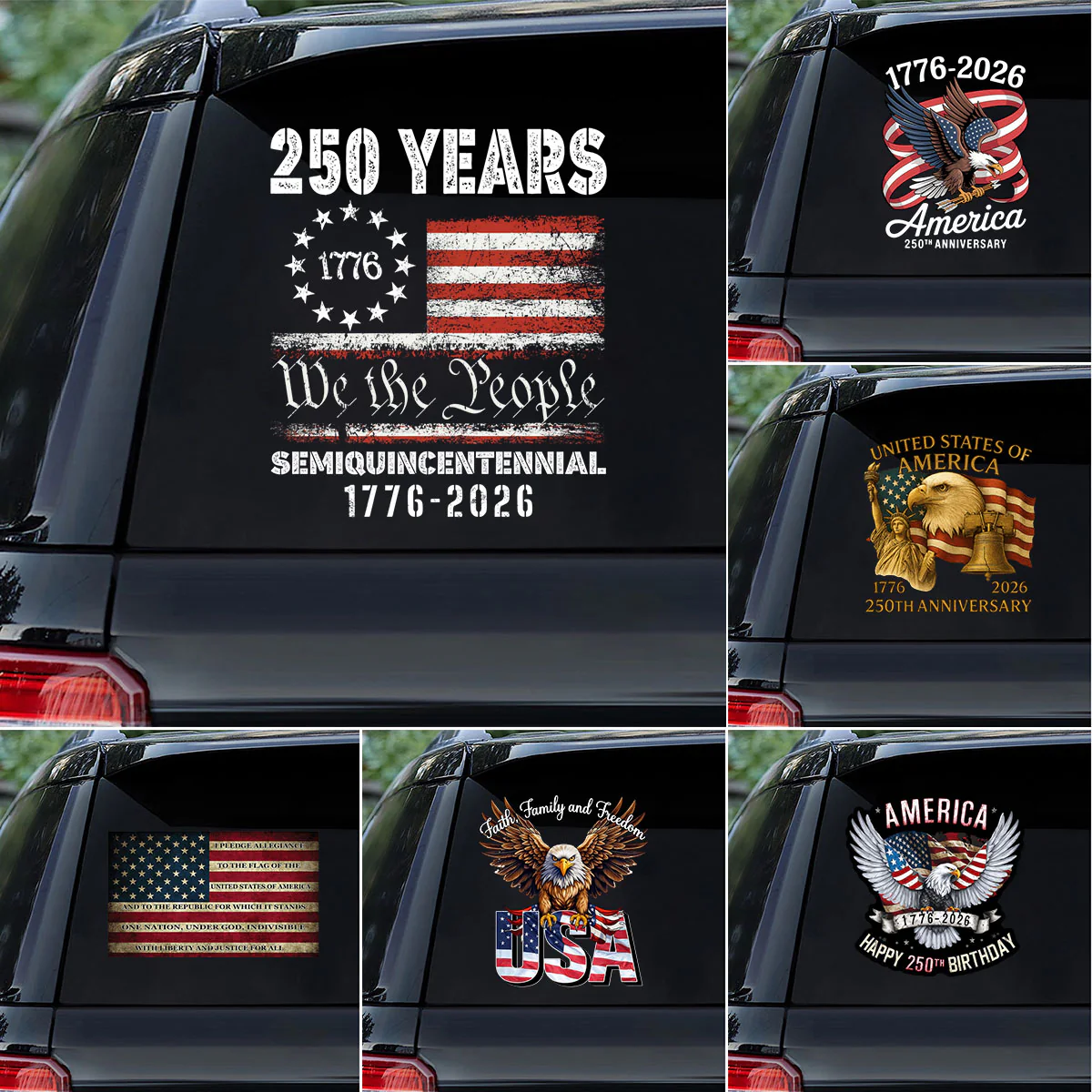 Personalized Faith, Family & Freedom America 250th Car Window Decal Sticker