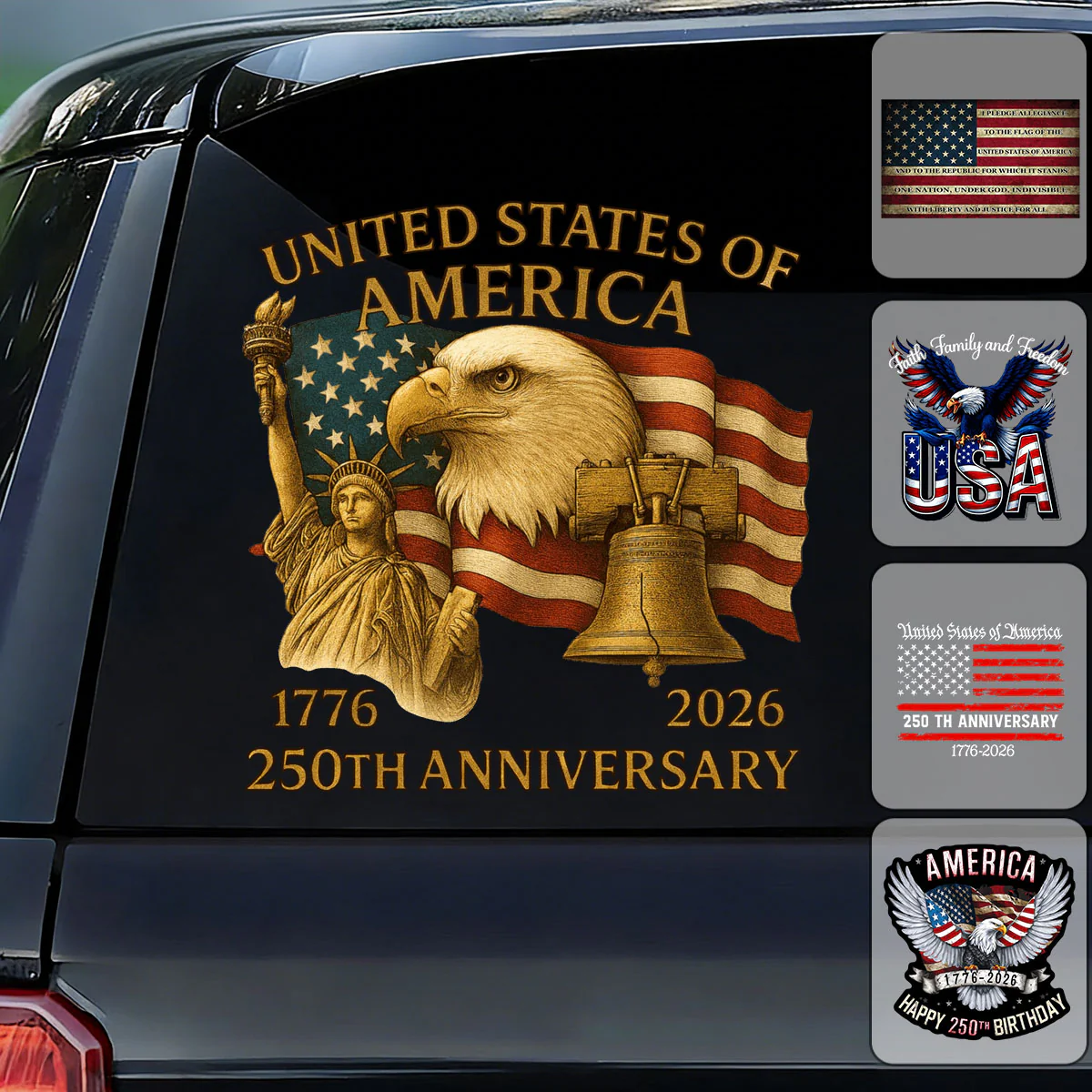 Personalized Faith, Family & Freedom America 250th Car Window Decal Sticker - Image 5