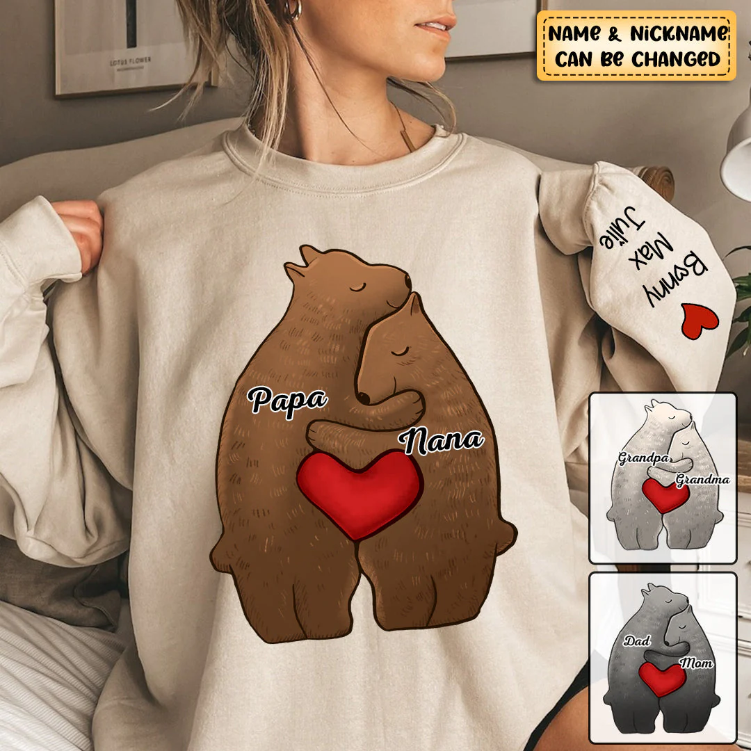 Personalized Family Bear Kids Heart Parents/Grandparents Sweatshirt - Image 2