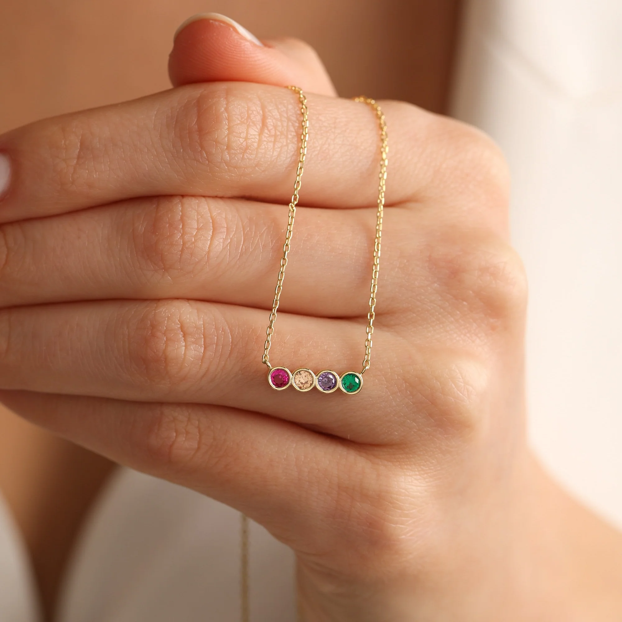 Personalized Family Birthstone Necklace,Multiple Birthstone Necklace - Image 10
