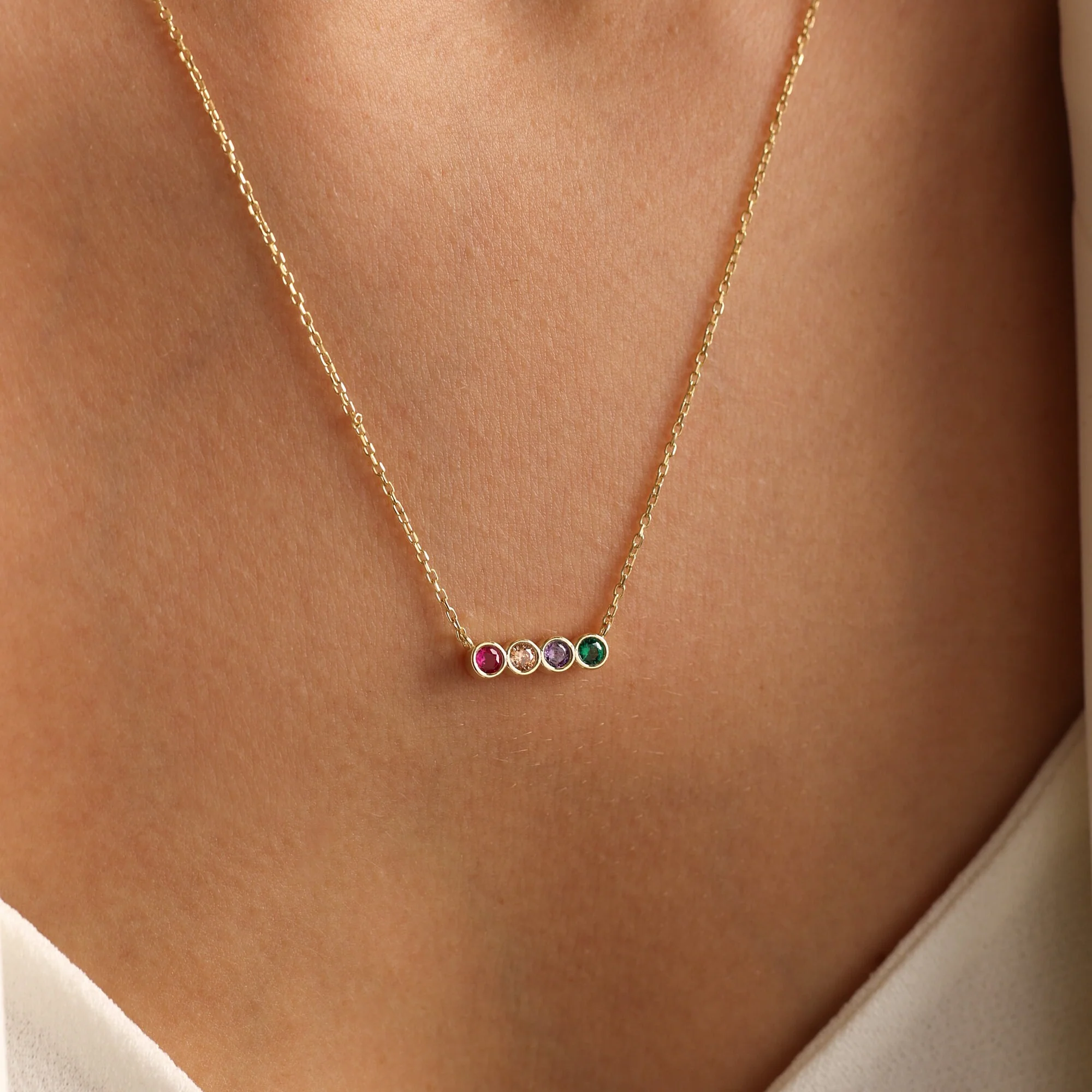 Personalized Family Birthstone Necklace,Multiple Birthstone Necklace - Image 12