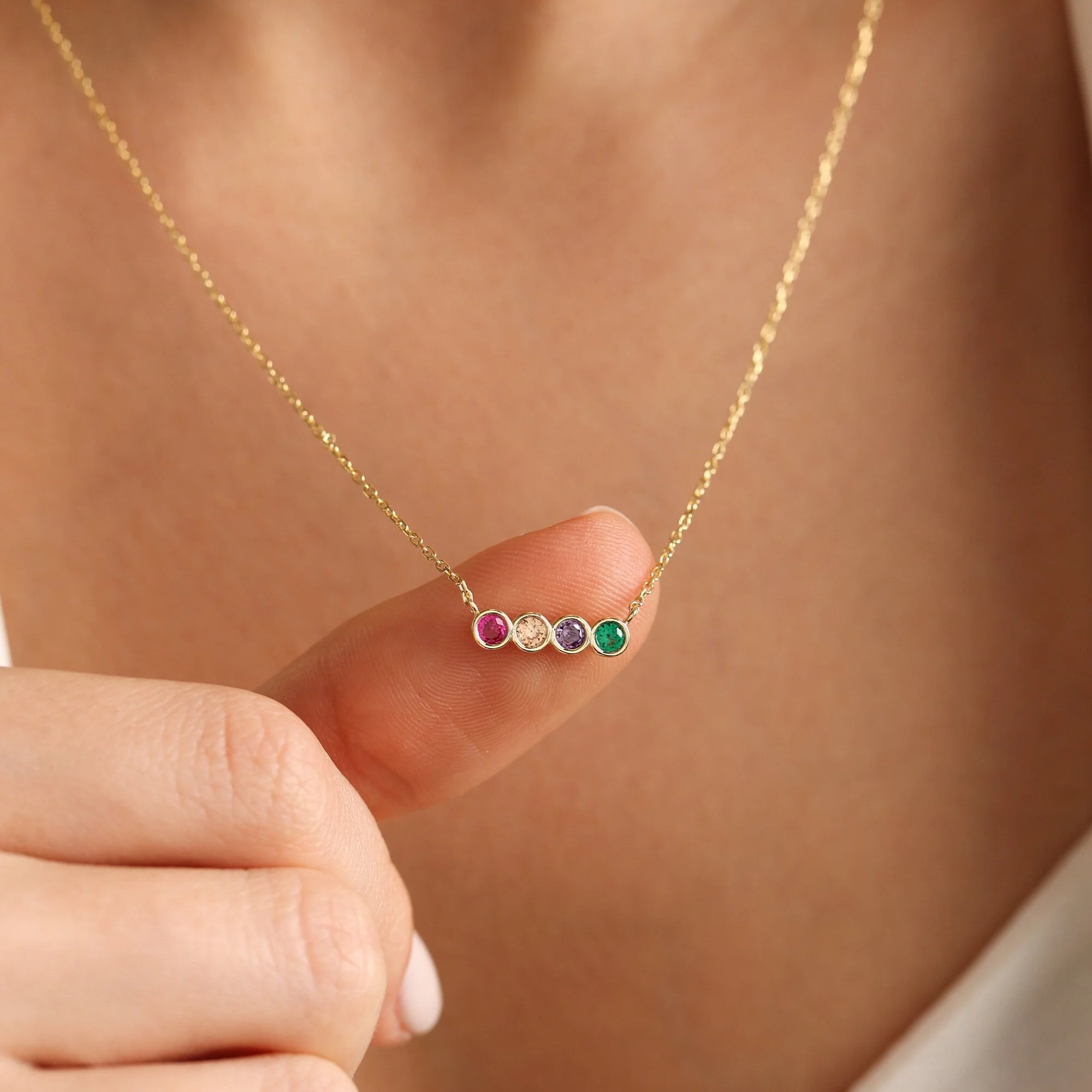 Personalized Family Birthstone Necklace,Multiple Birthstone Necklace - Image 2