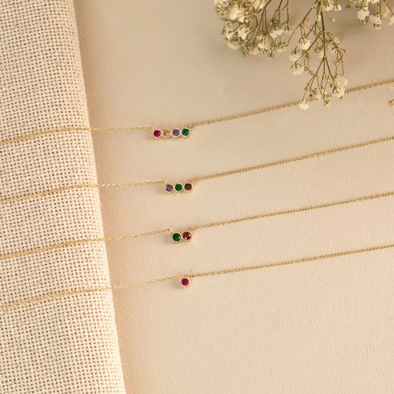 Personalized Family Birthstone Necklace,Multiple Birthstone Necklace - Image 5