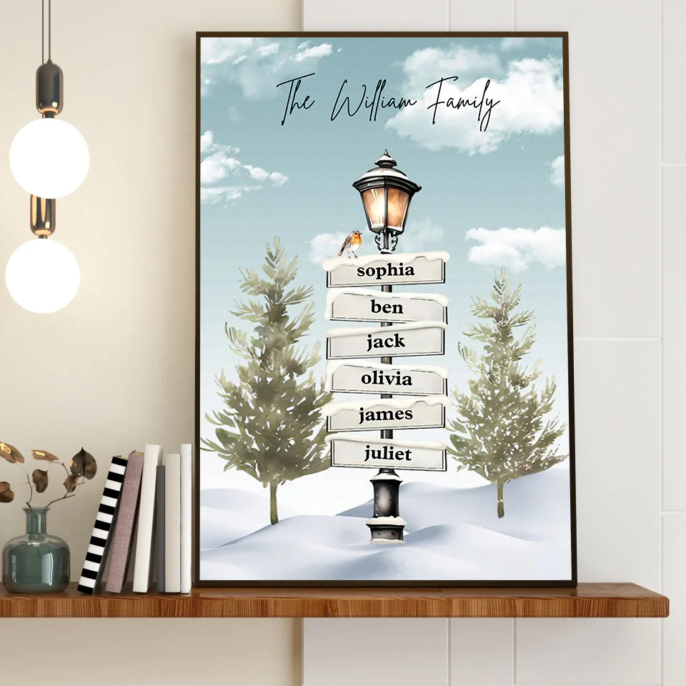 Personalized Family Christmas Tree Sign Post Canvas/Poster - Image 4