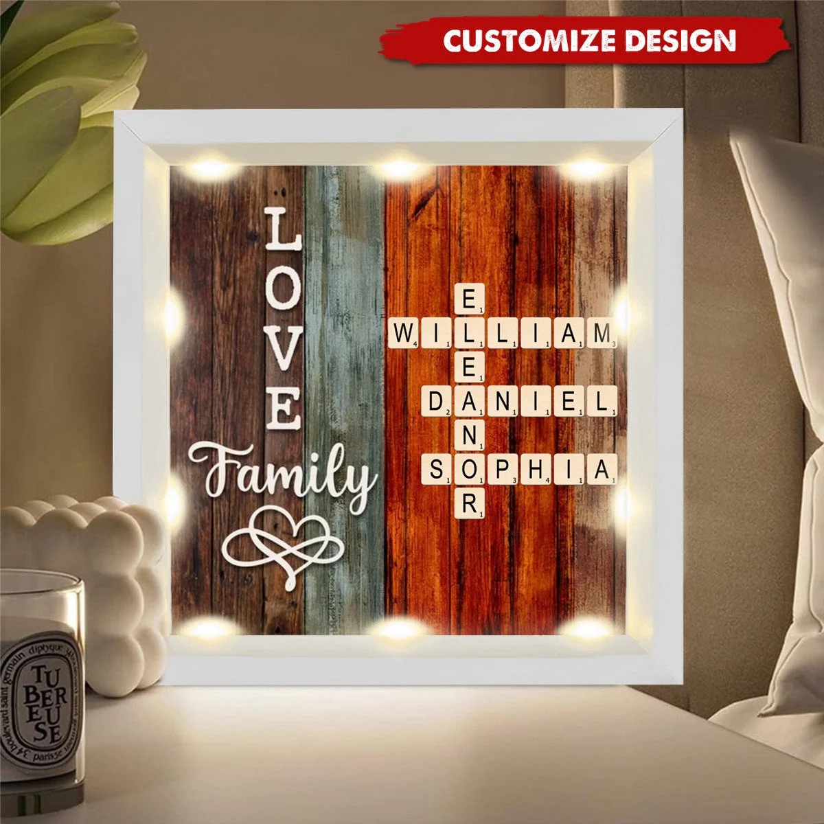 Personalized Family Crossword Art - Created In A Moment, Treasured Forever Shadow Light Box - Image 3