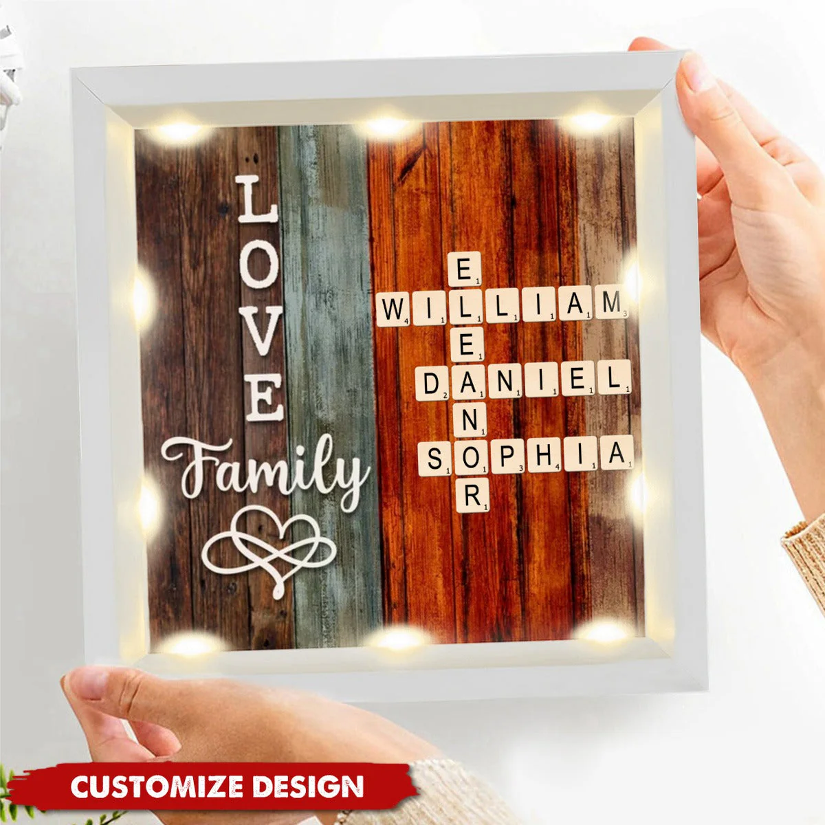 Personalized Family Crossword Art - Created In A Moment, Treasured Forever Shadow Light Box - Image 5