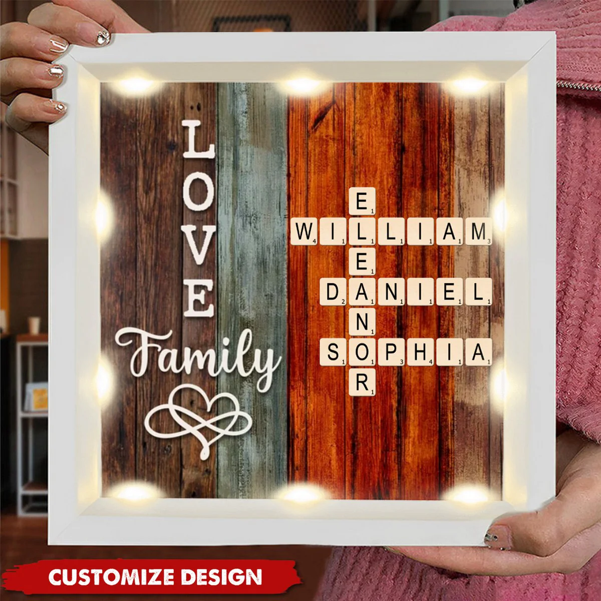 Personalized Family Crossword Art - Created In A Moment, Treasured Forever Shadow Light Box - Image 9