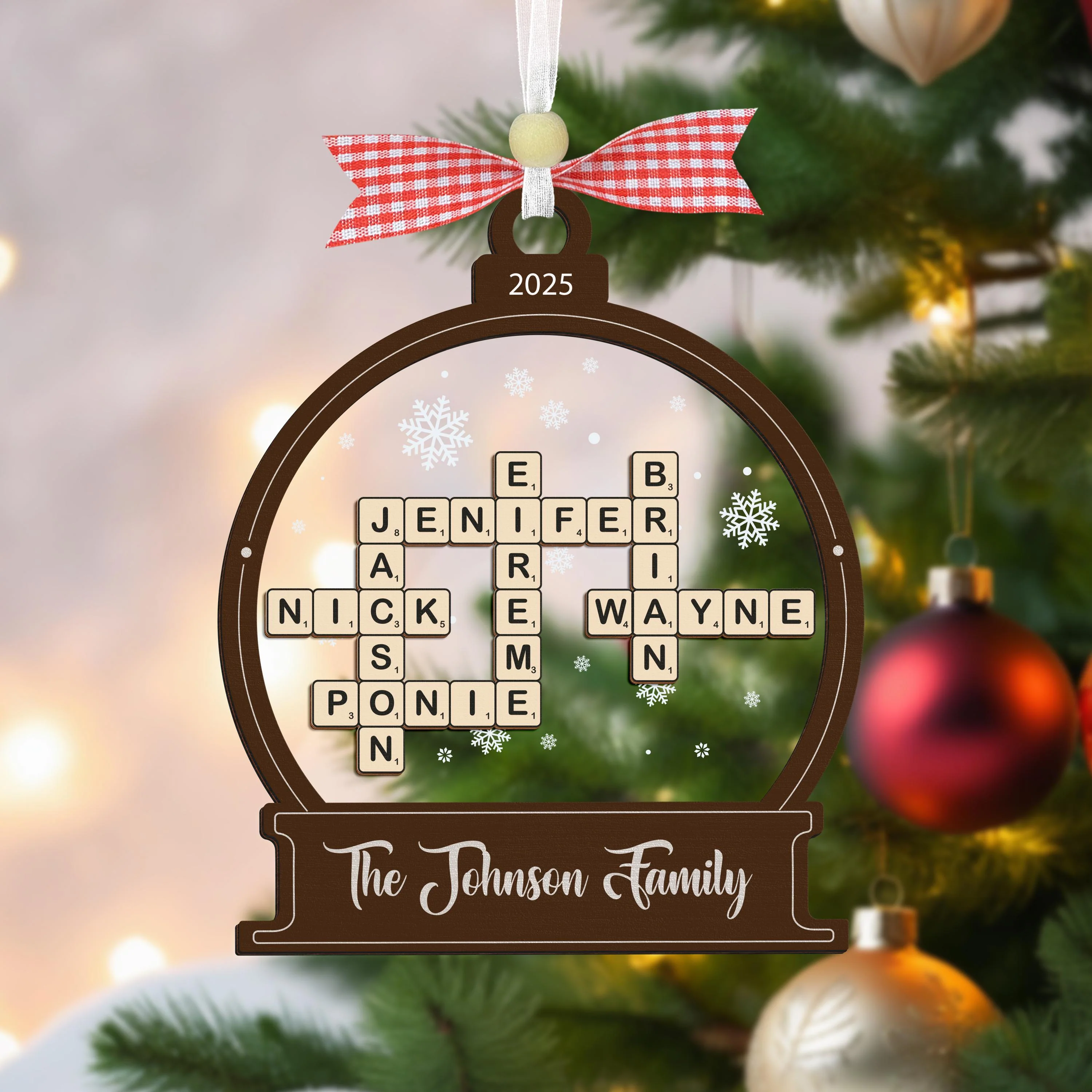 Personalized Family Crossword Christmas Custom Scrabble Ornament - Image 3