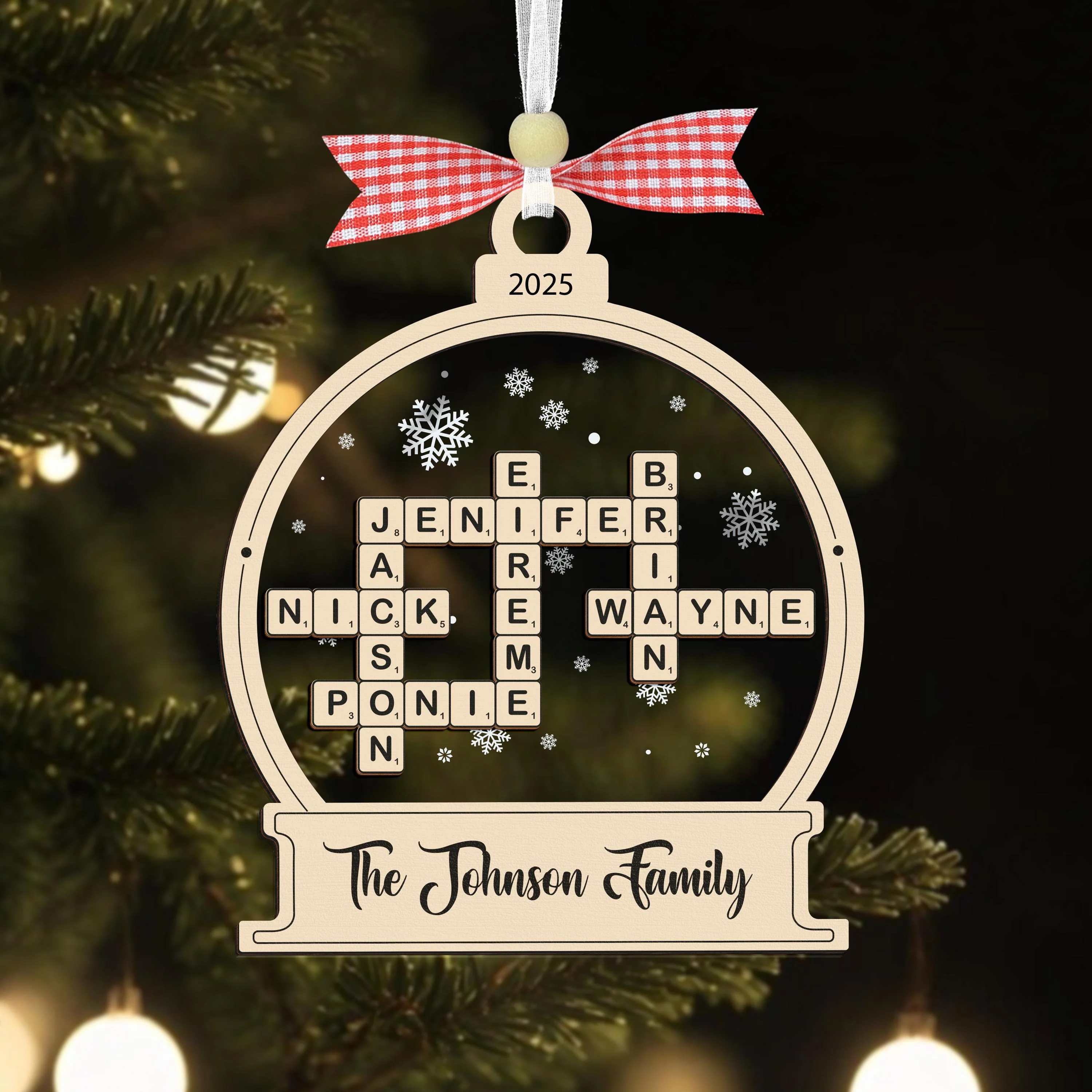 Personalized Family Crossword Christmas Custom Scrabble Ornament - Image 4