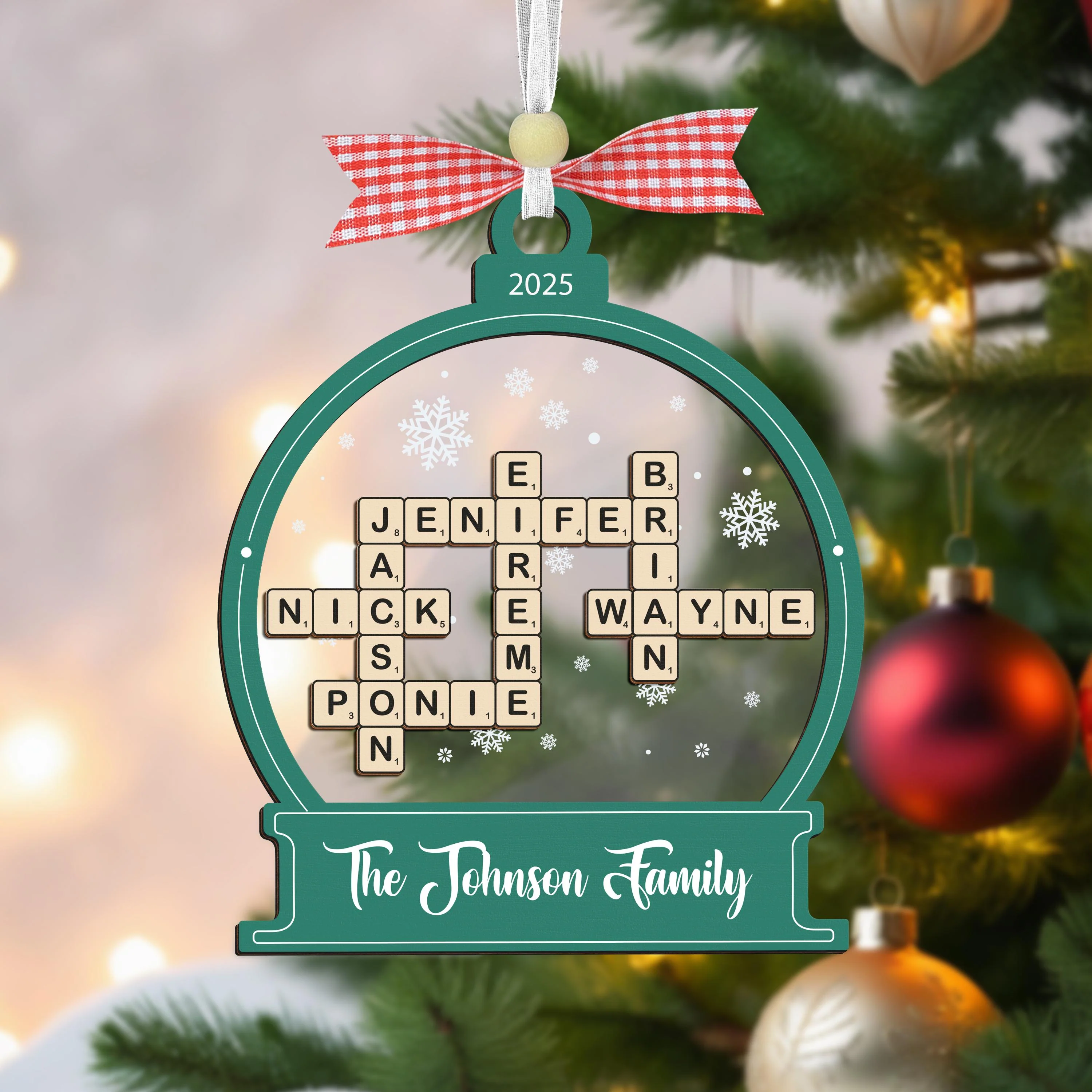 Personalized Family Crossword Christmas Custom Scrabble Ornament - Image 5
