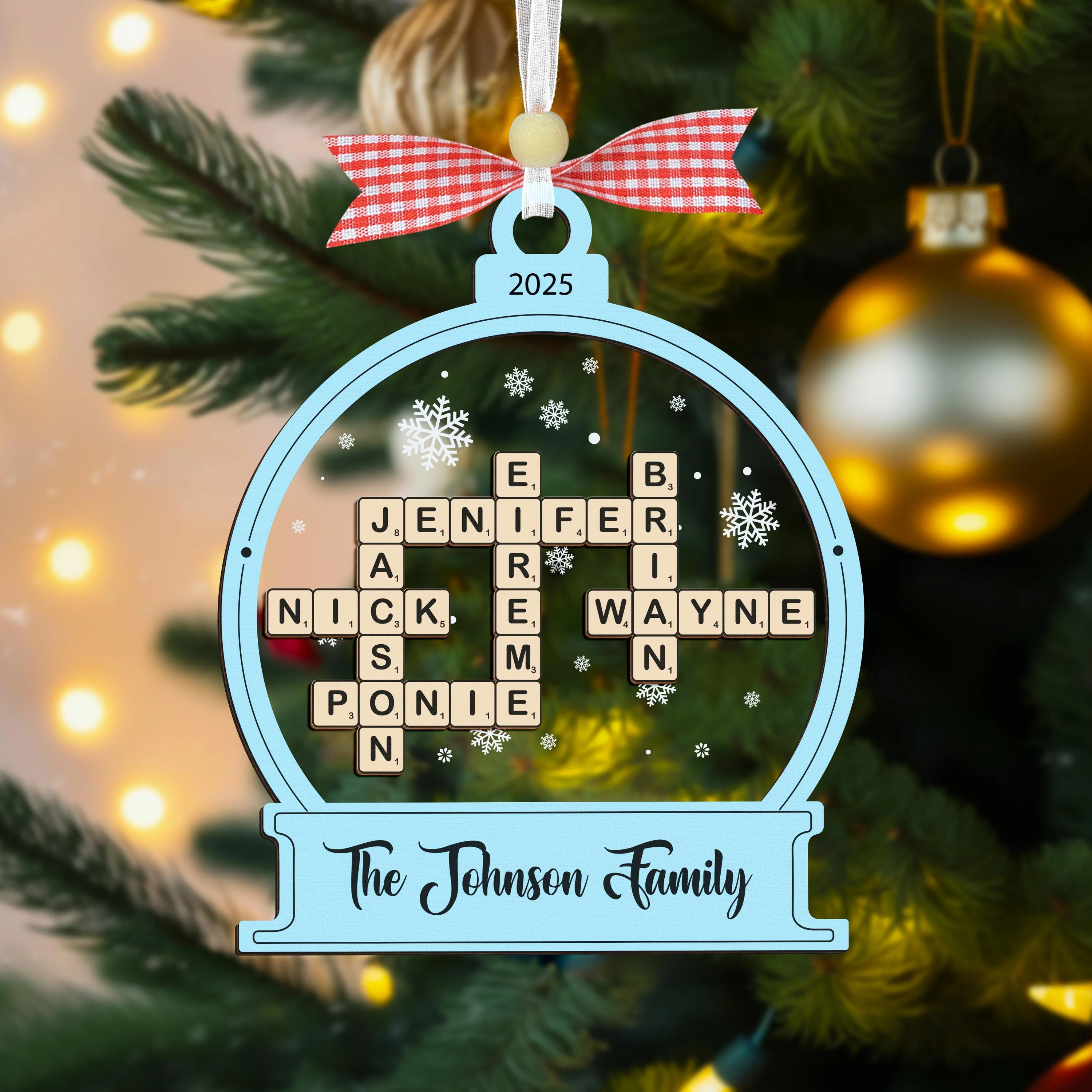 Personalized Family Crossword Christmas Custom Scrabble Ornament - Image 6