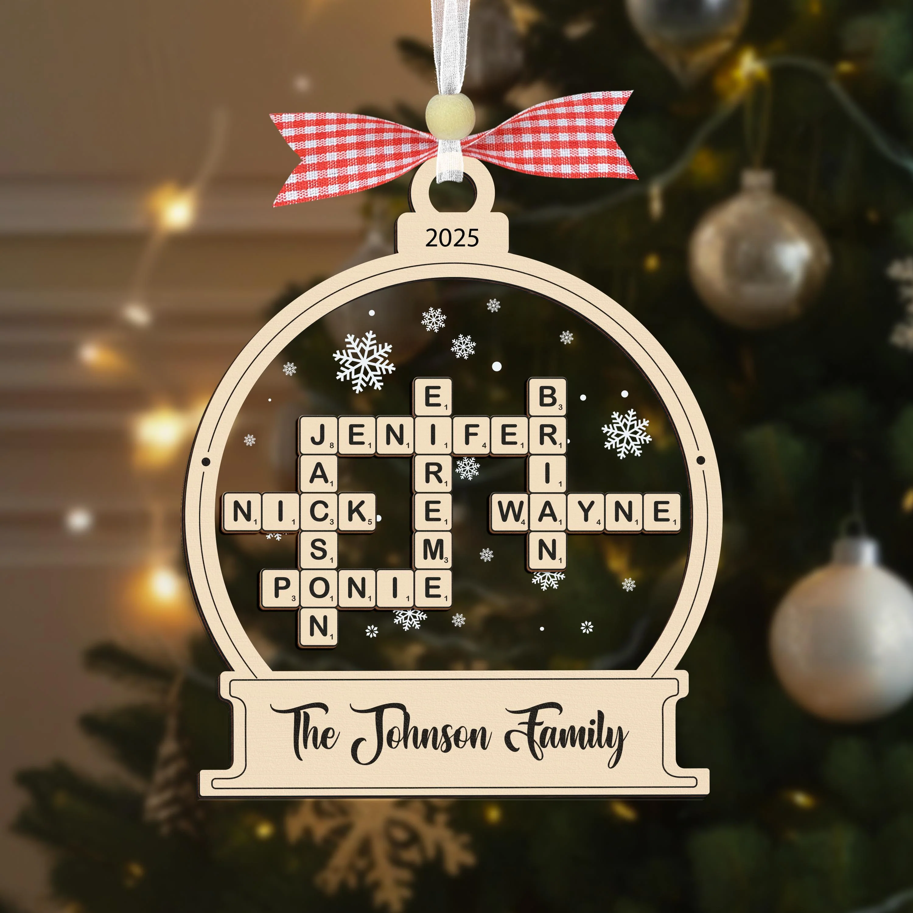 Personalized Family Crossword Christmas Custom Scrabble Ornament - Image 7