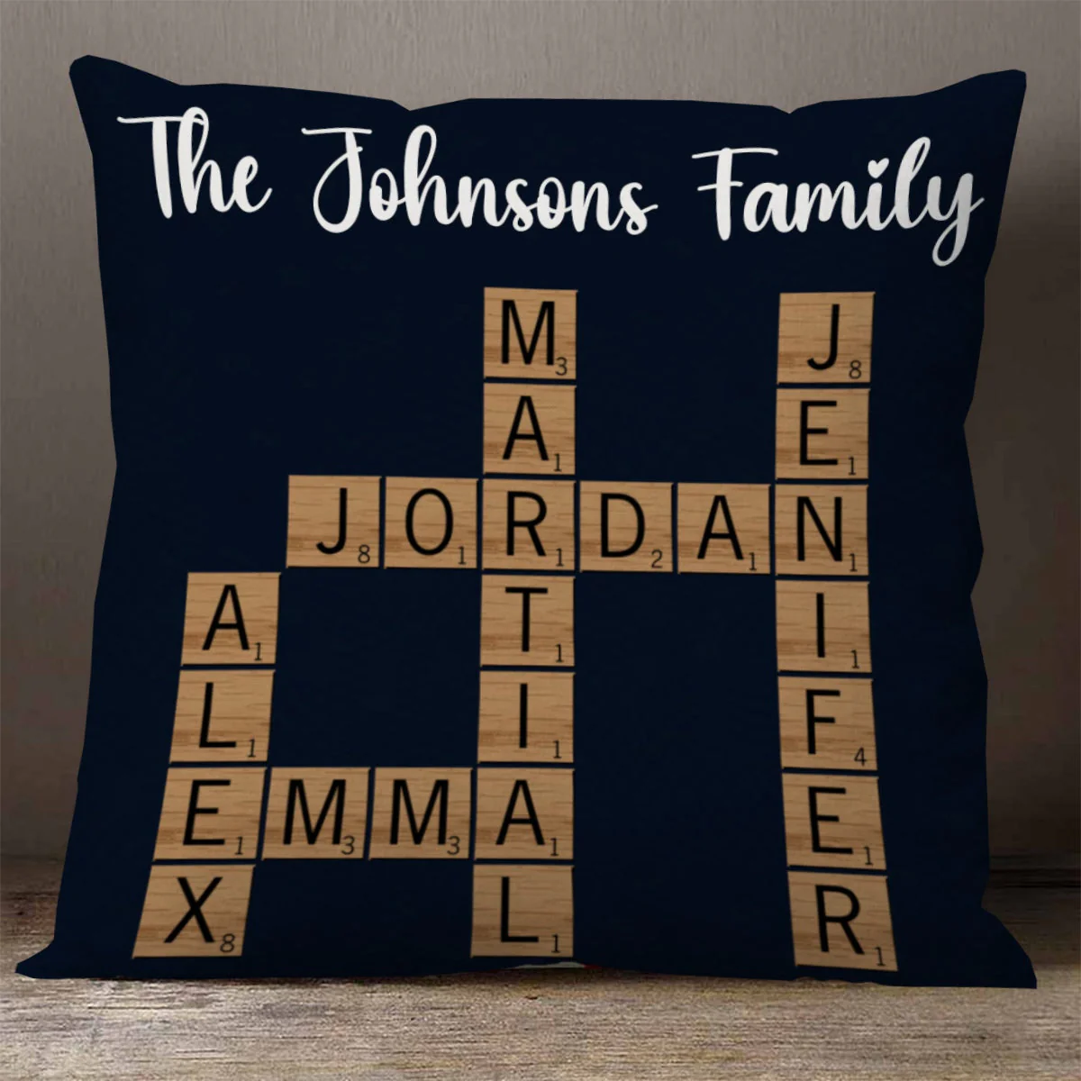 Personalized Family Crossword Puzzle Art Pillow - Image 4