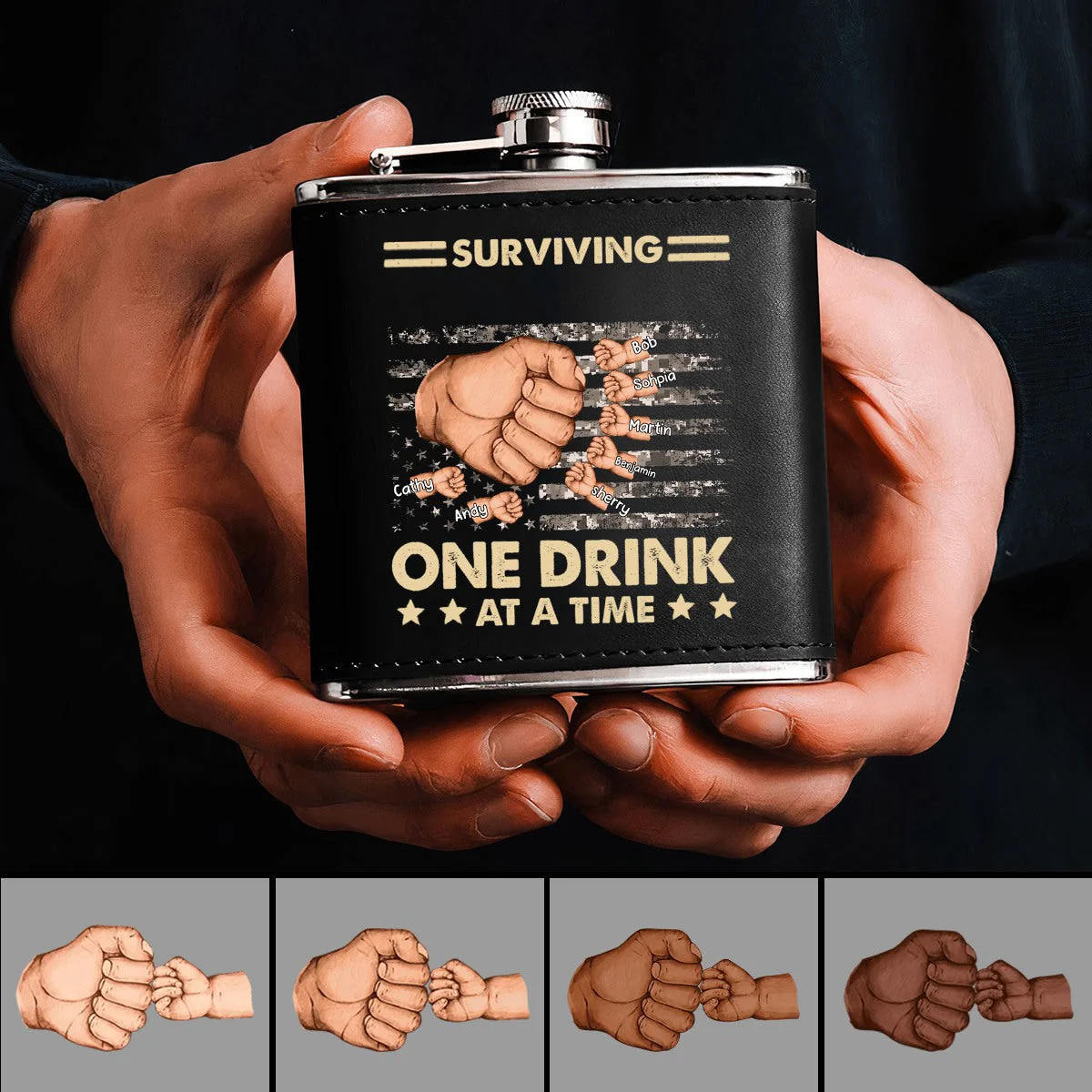 Personalized Family Custom Hip Flask - To Dad, From The Reasons You Drink - Image 2