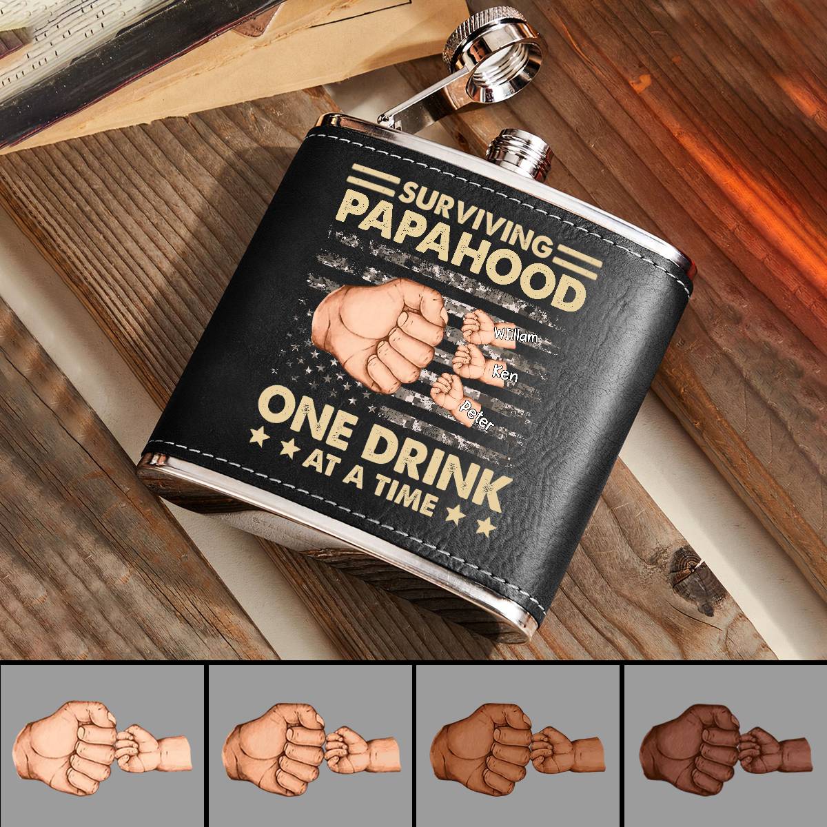 Personalized Family Custom Hip Flask - To Dad, From The Reasons You Drink - Image 4