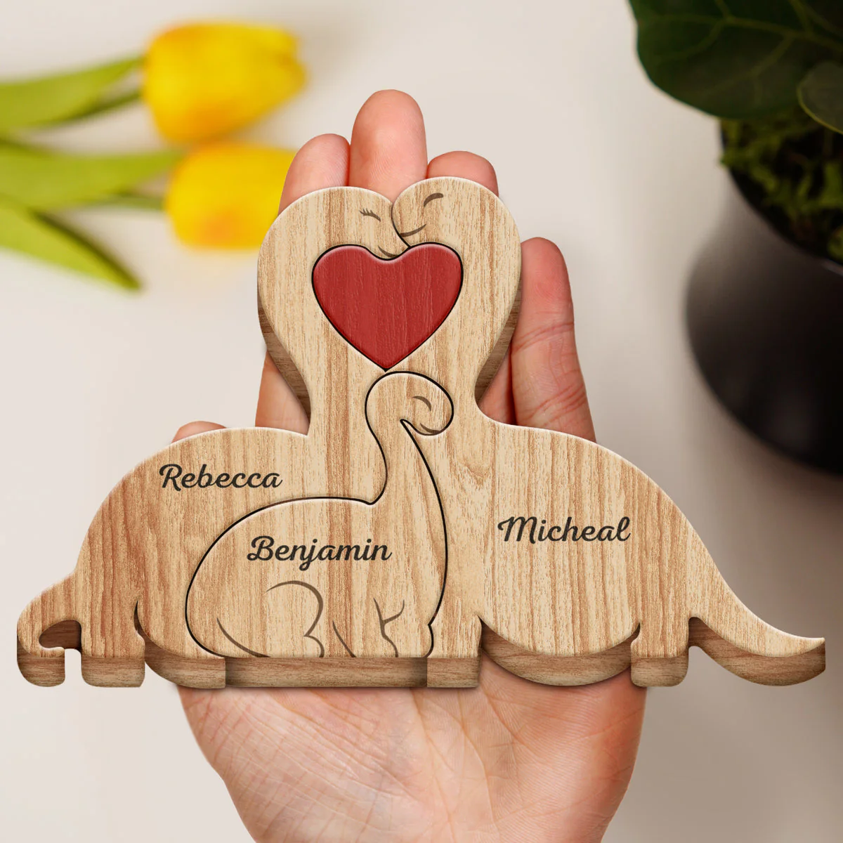 Personalized Dinosaurs Wooden Puzzle Gift For Mother, Father, Family - Image 2
