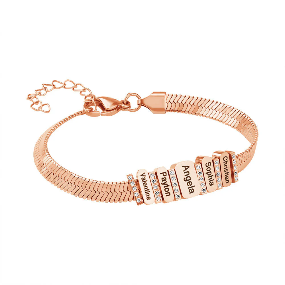 Personalized Family/Firends Name Bead Flat Snake Chain Bracelet - Image 8