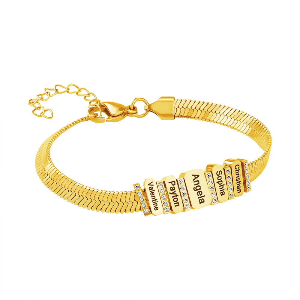 Personalized Family/Firends Name Bead Flat Snake Chain Bracelet - Image 9