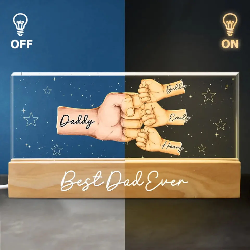 Personalized Family Fist Bump Acrylic LED Night Light Gift For Dad, Grandpa - Image 3