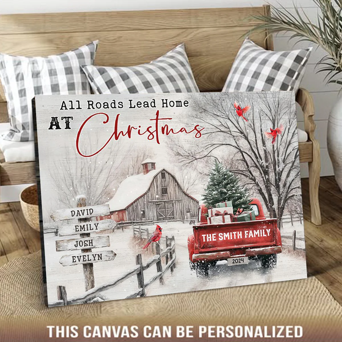 Personalized Family Gift Christmas Poster - All Roads Lead Home at Christmas - Image 2