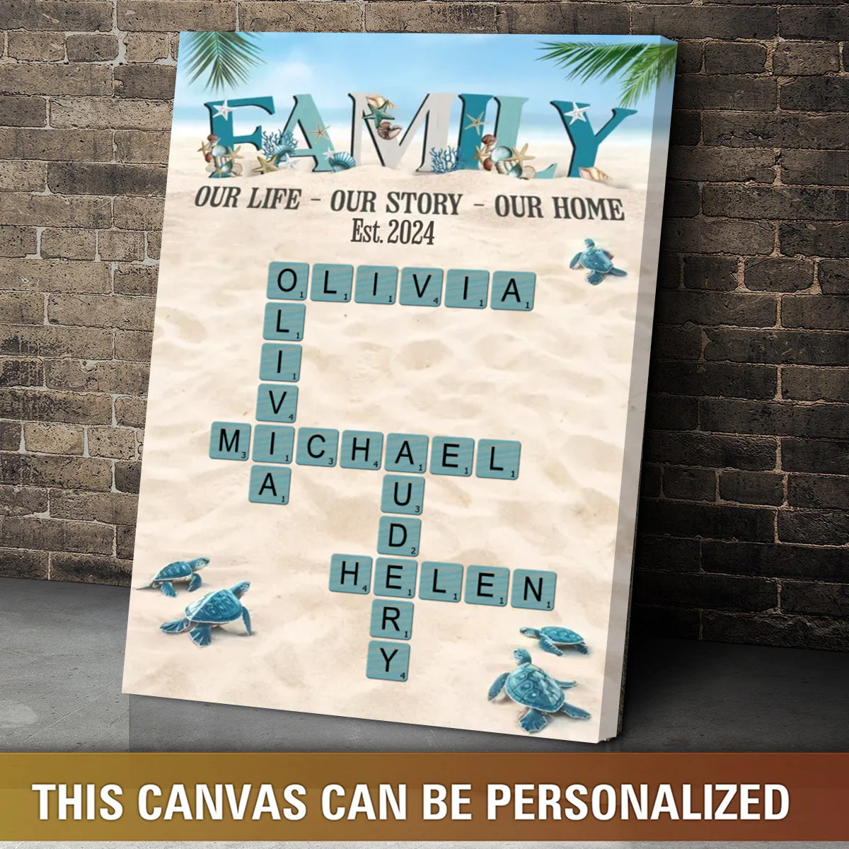 Personalized Family Gift Custom Names Crossword Beach Poster - Image 2