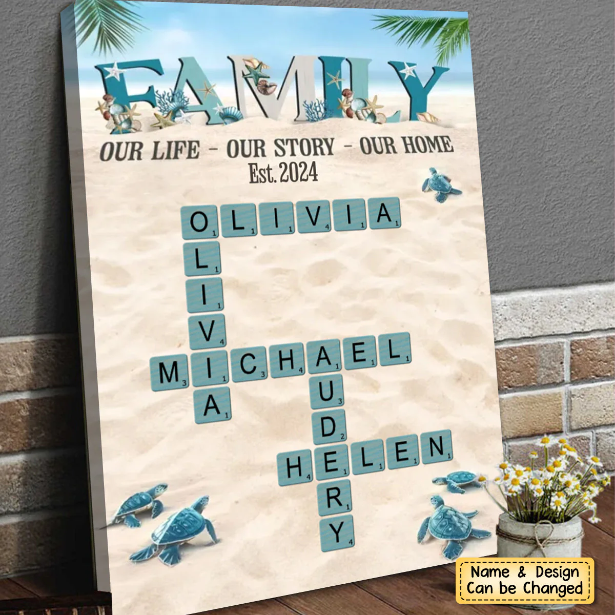 Personalized Family Gift Custom Names Crossword Beach Poster - Image 4