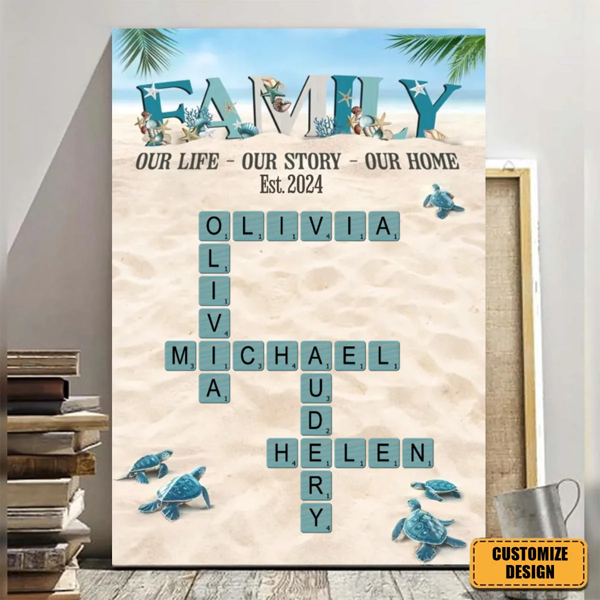 Personalized Family Gift Custom Names Crossword Beach Poster - Image 6