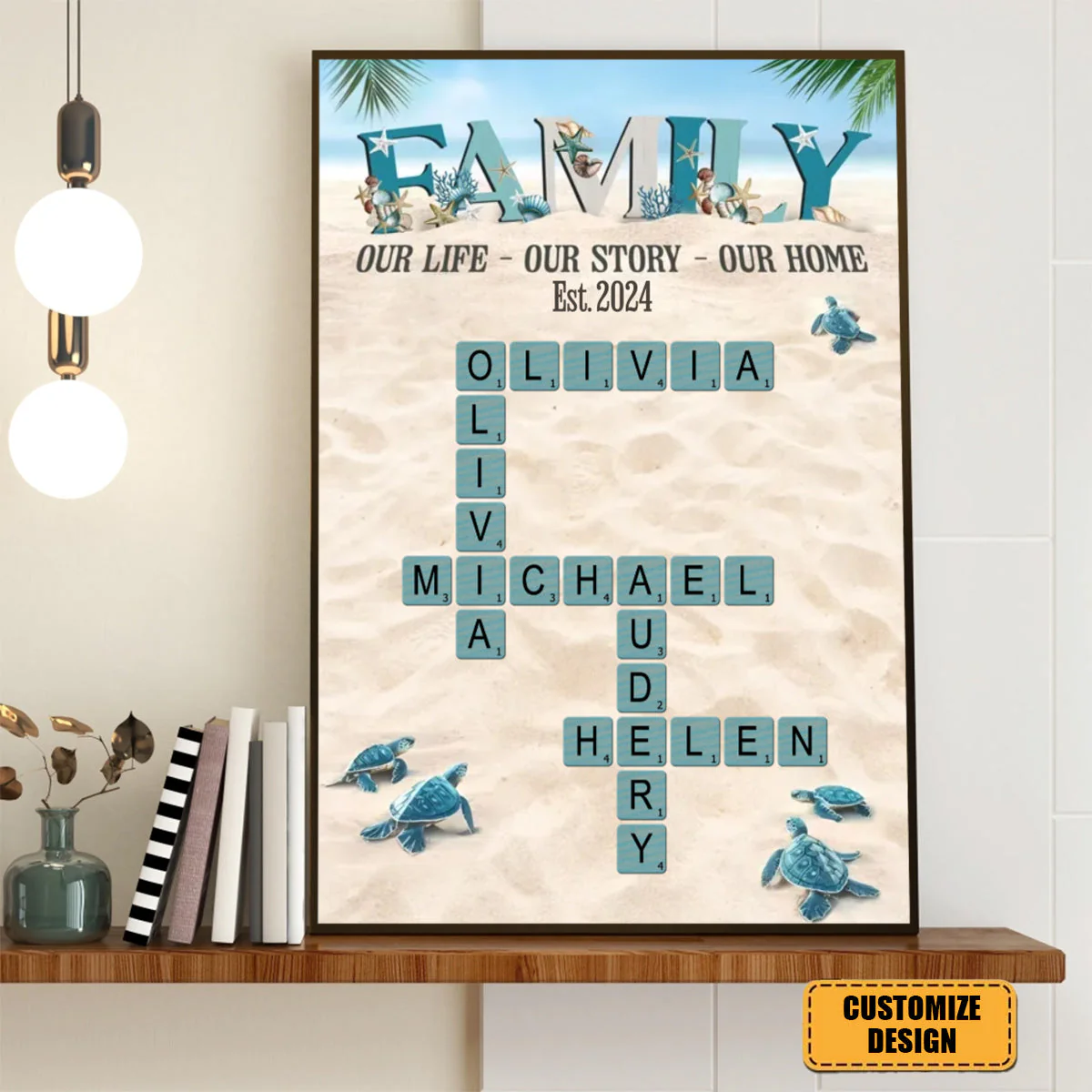 Personalized Family Gift Custom Names Crossword Beach Poster - Image 7