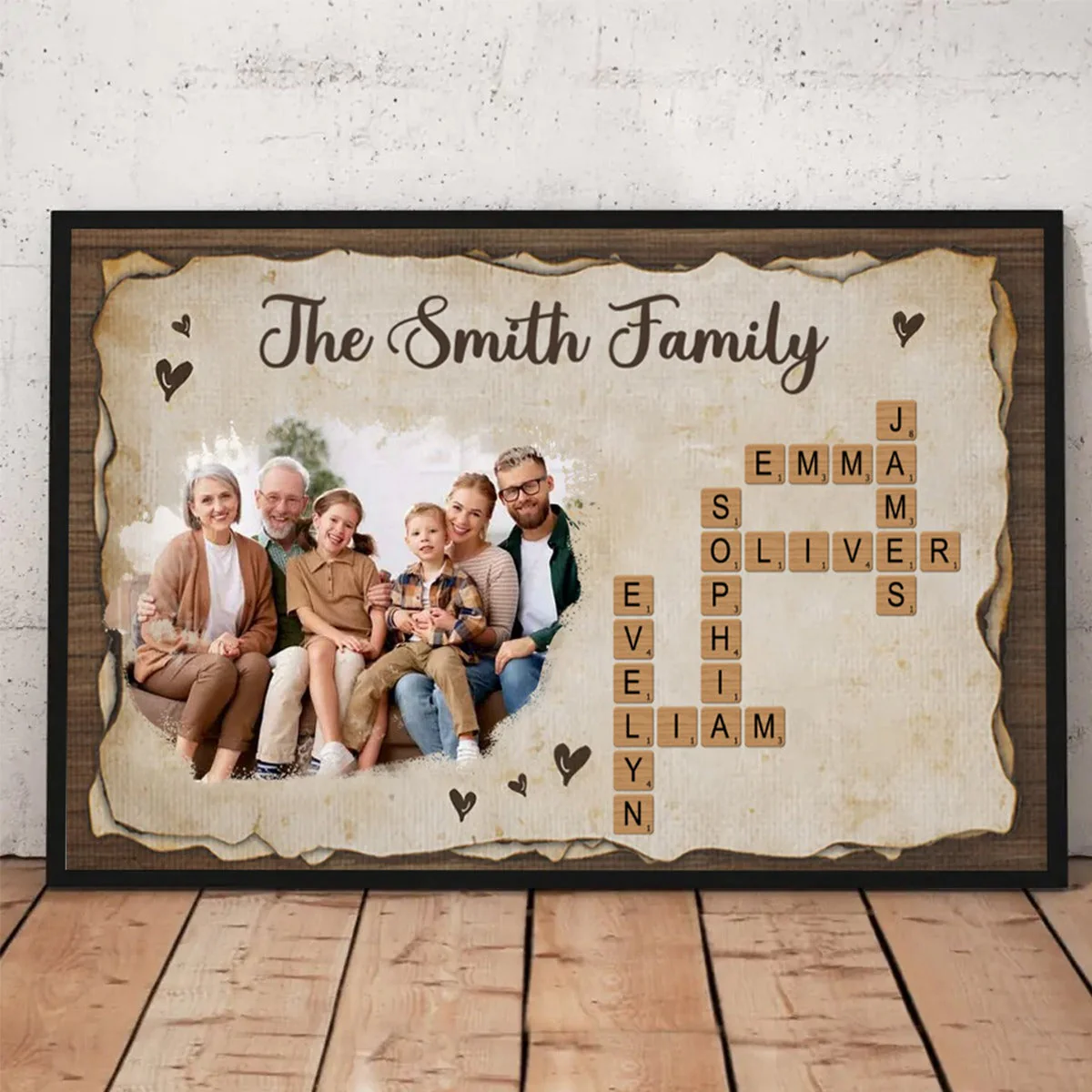 Personalized Family Gift Love Never Ends Crossword Puzzle Poster - Image 4